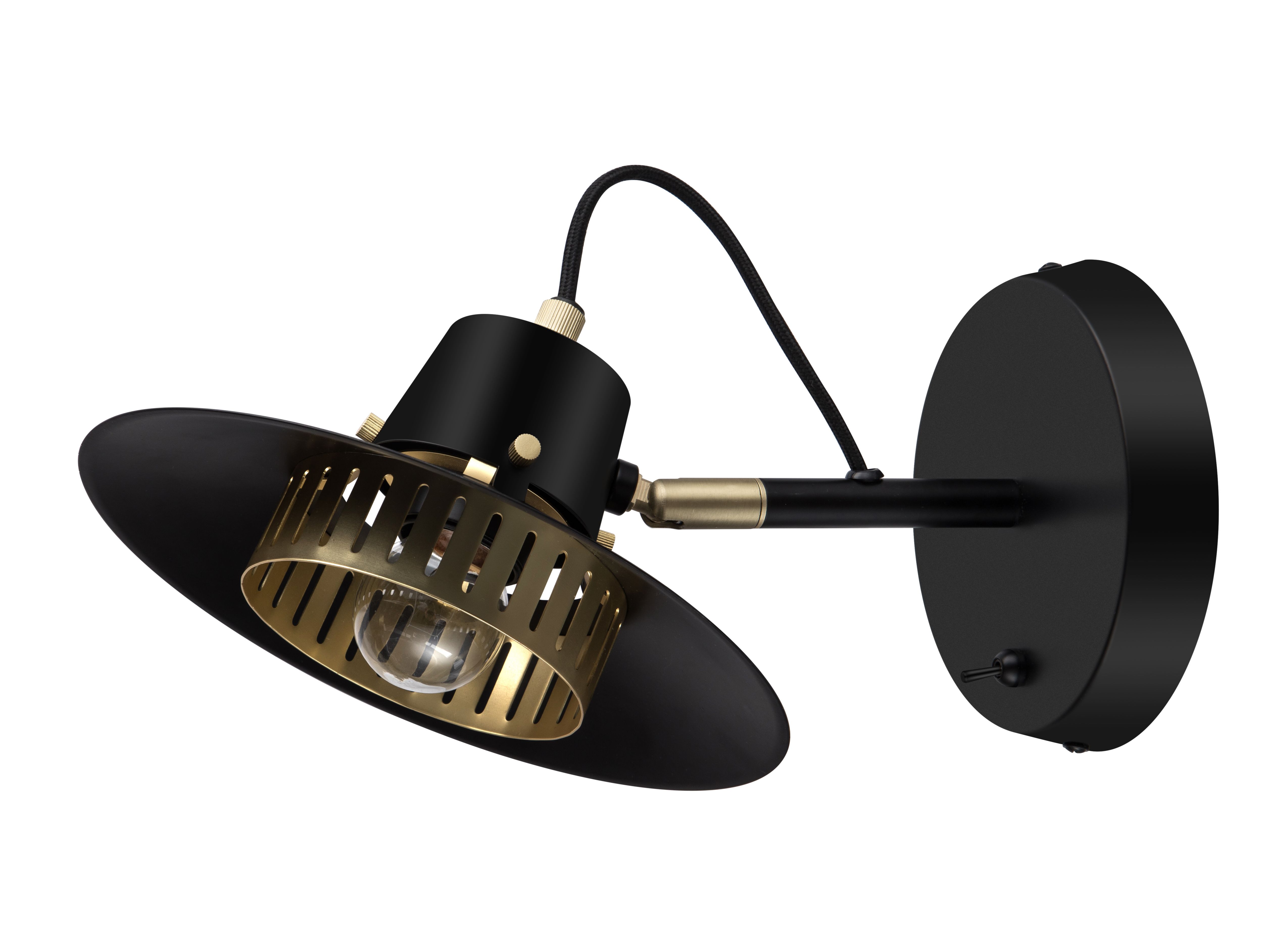 GoodHome Delagoa Matt Black & Gold Antique brass effect Wired LED Wall light