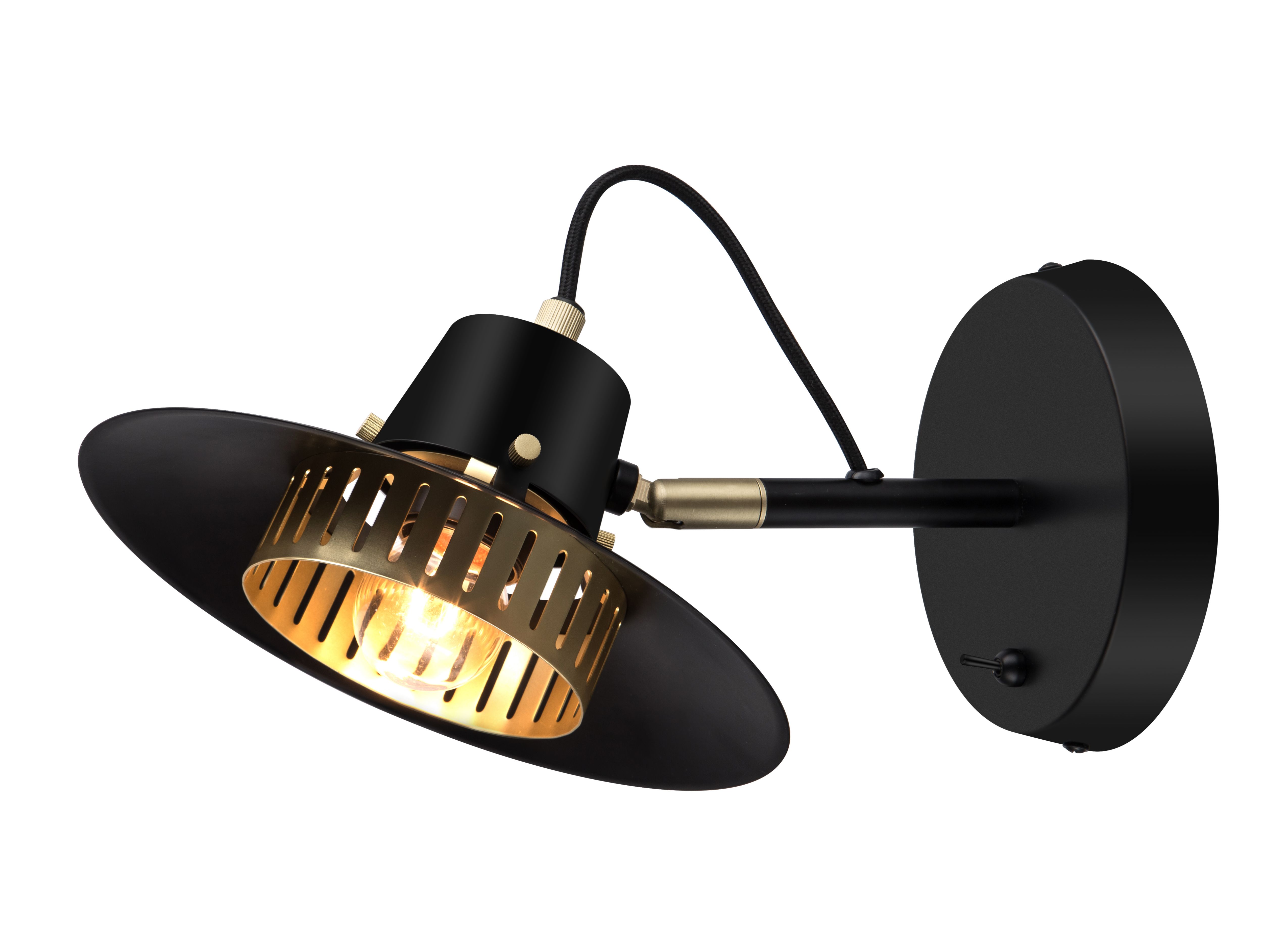 GoodHome Delagoa Matt Black & Gold Antique brass effect Wired LED Wall light