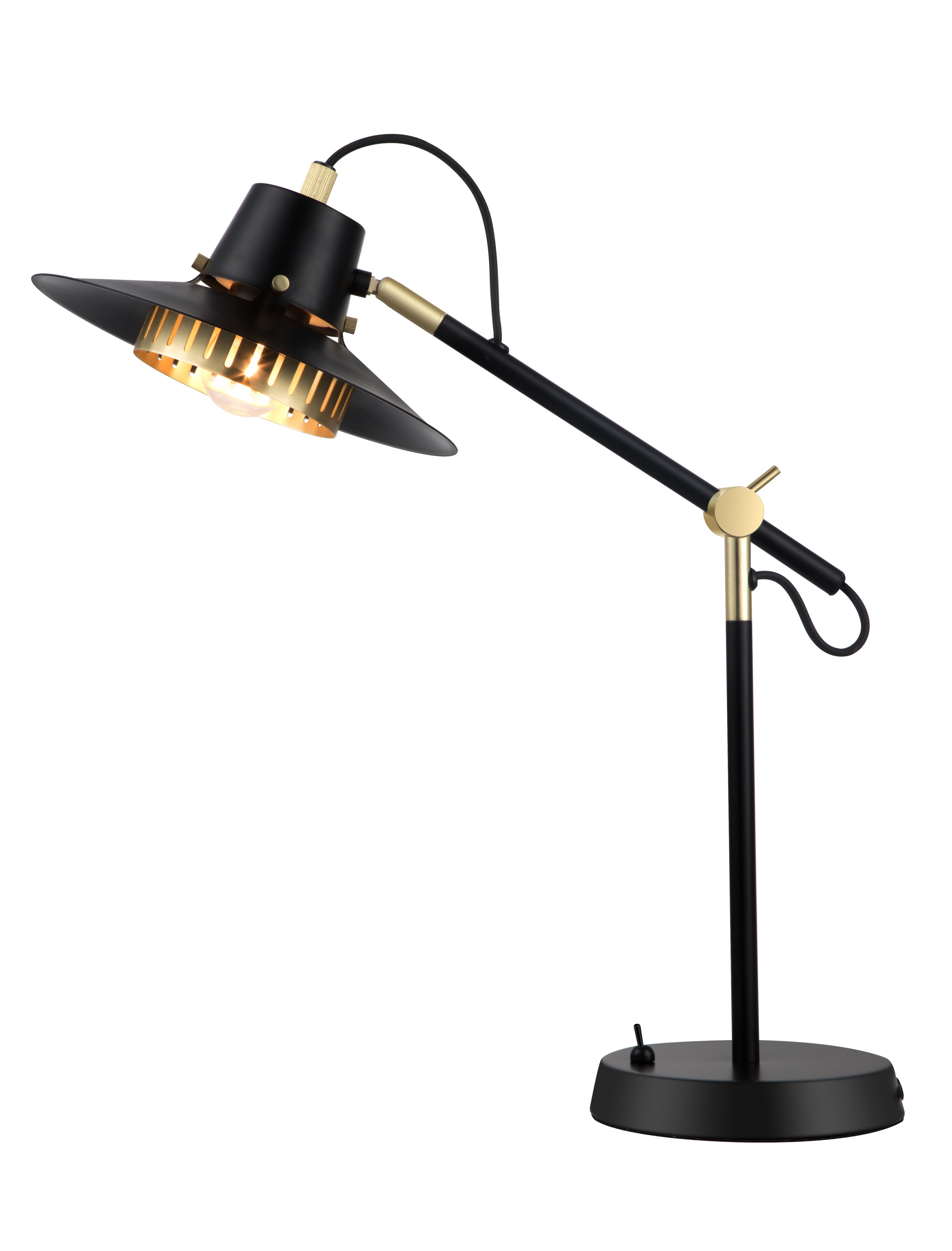 GoodHome Delagoa Matt Black & gold Table lamp