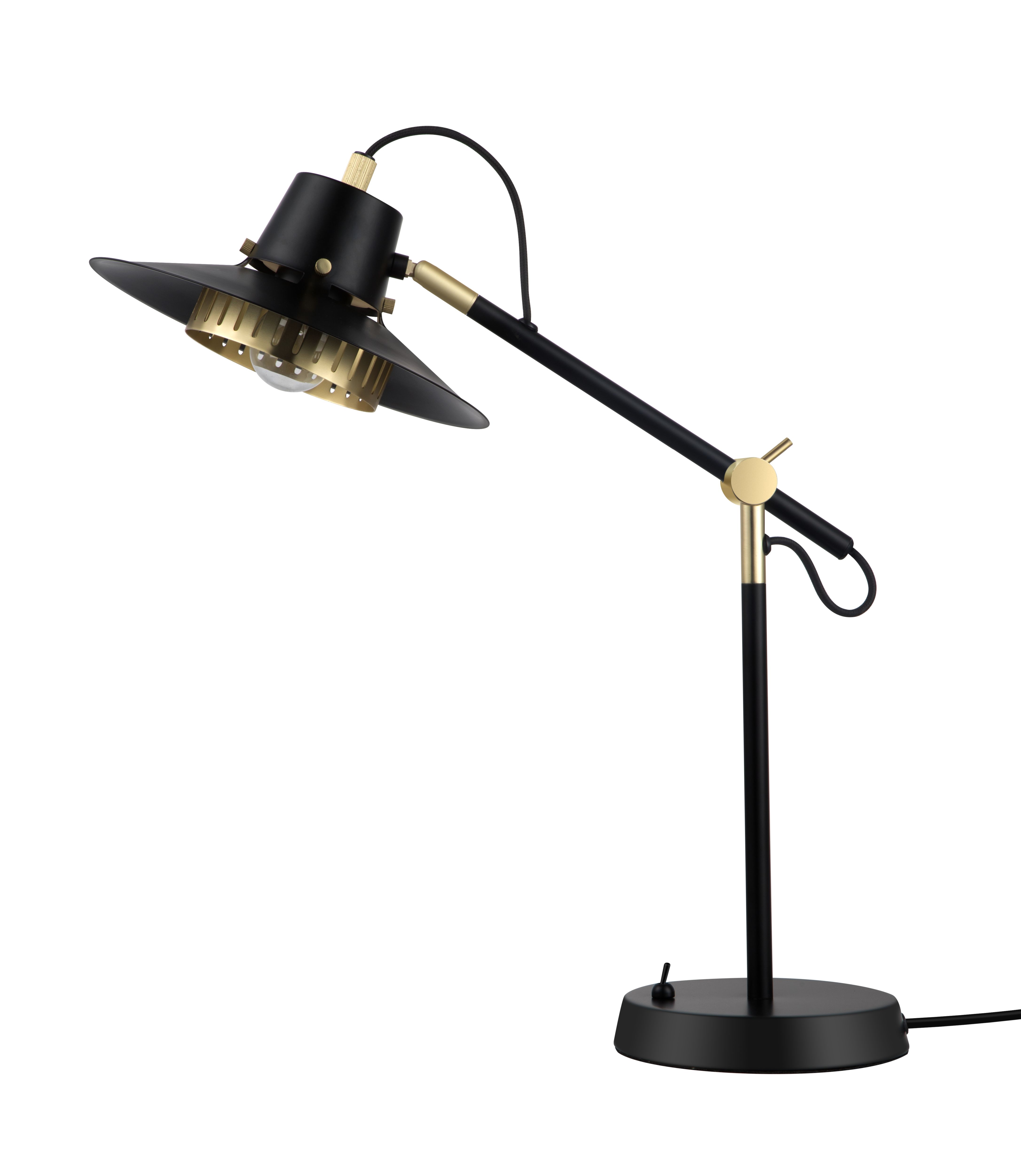 GoodHome Delagoa Matt Black & gold Table lamp