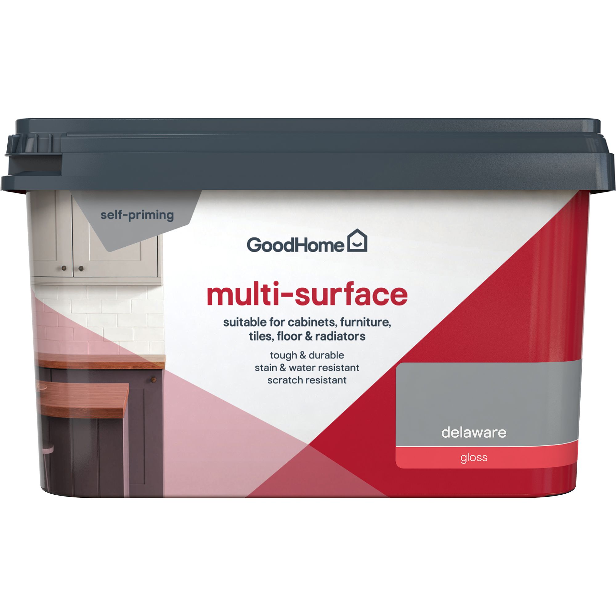 GoodHome Delaware Gloss Multi-surface paint, 2L