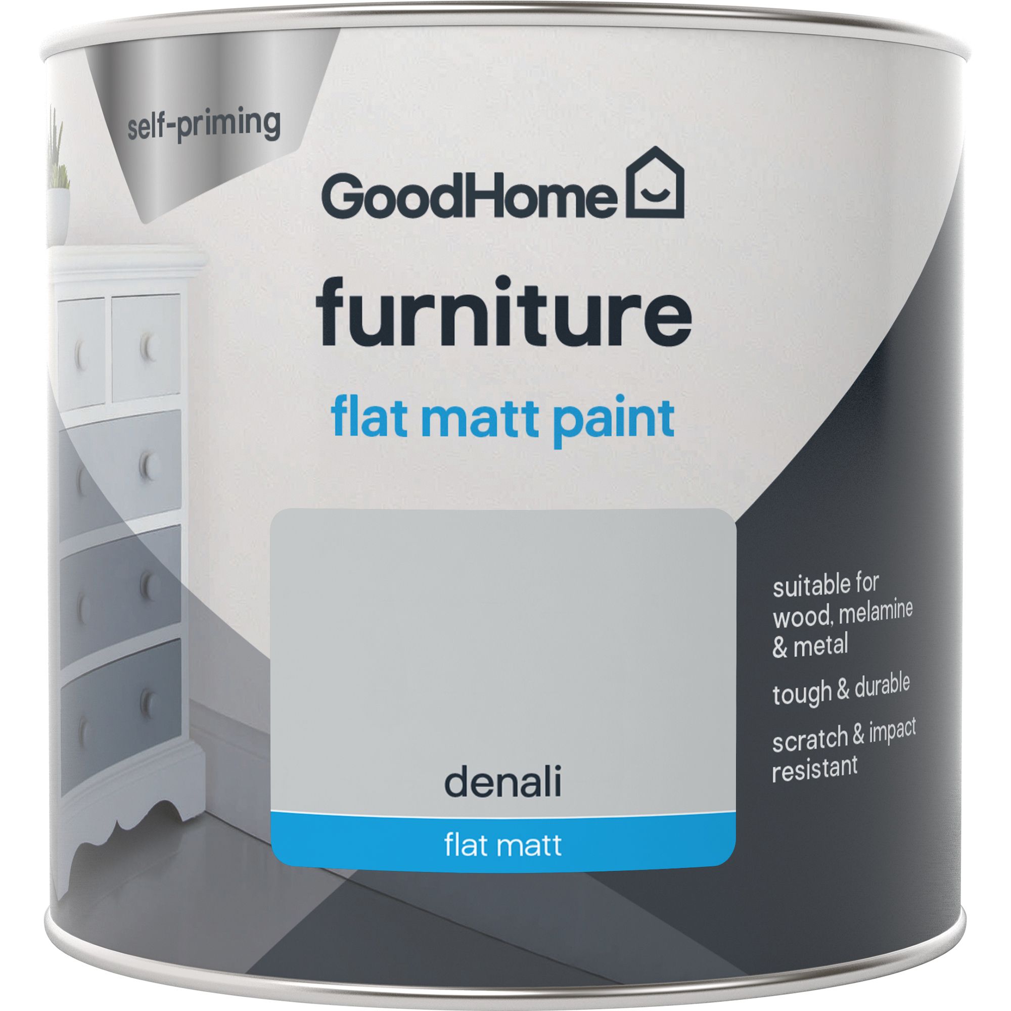 GoodHome Denali Flat matt Furniture paint, 500ml