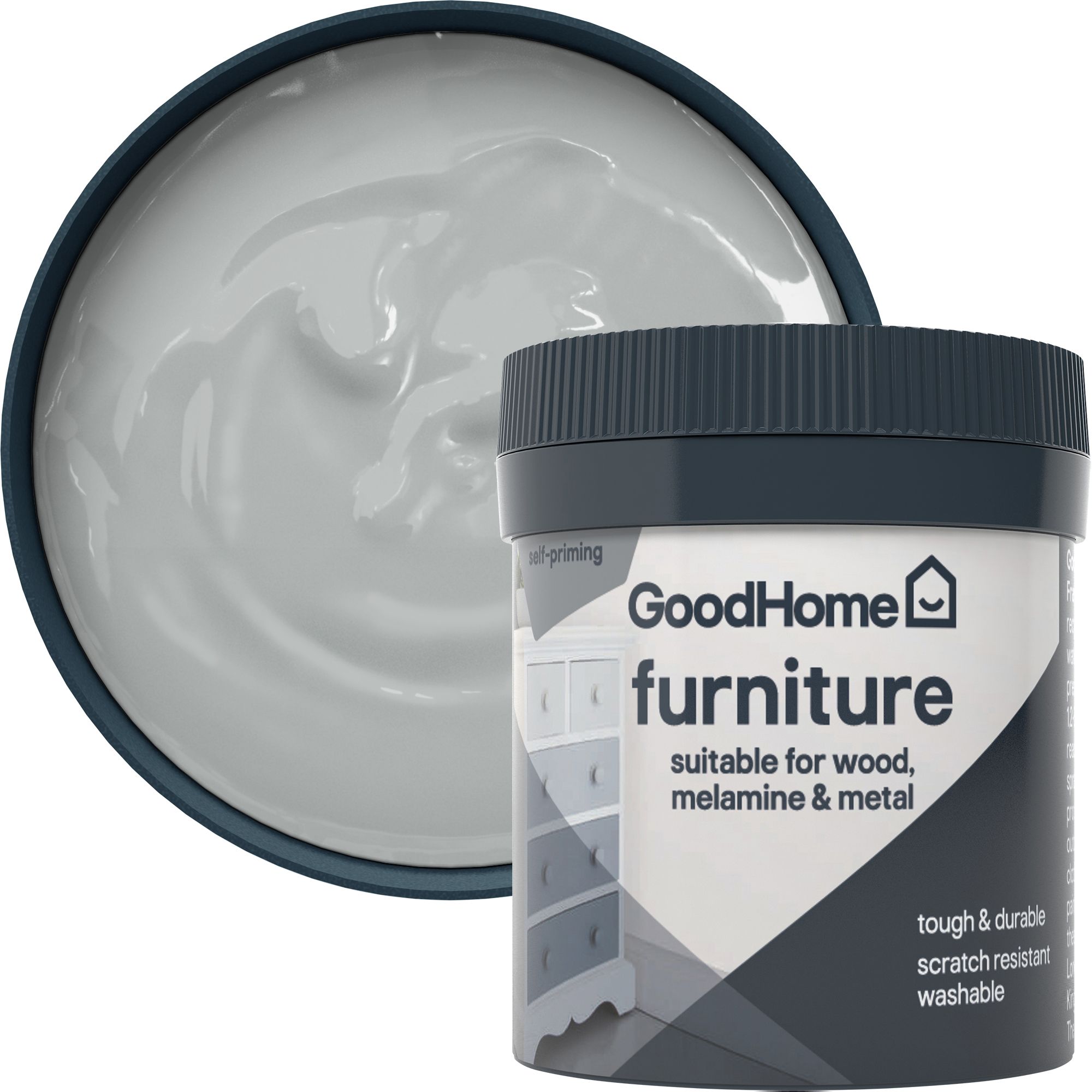GoodHome Denali Flat matt Furniture paint, 80ml Tester pot