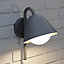 GoodHome Denar Fixed Matt Dark grey Mains-powered Integrated LED Outdoor Bluebell Wall light 700lm (Dia)18cm