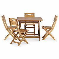 GoodHome Denia Acacia Wooden 4 seater Dining set with foldable chairs