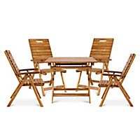 GoodHome Denia Acacia Wooden 4 seater Dining set with Recliner chairs