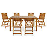GoodHome Denia Acacia Wooden 6 seater Dining set with 2 recliners
