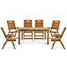 GoodHome Denia Acacia Wooden 6 seater Dining set with Recliner chairs