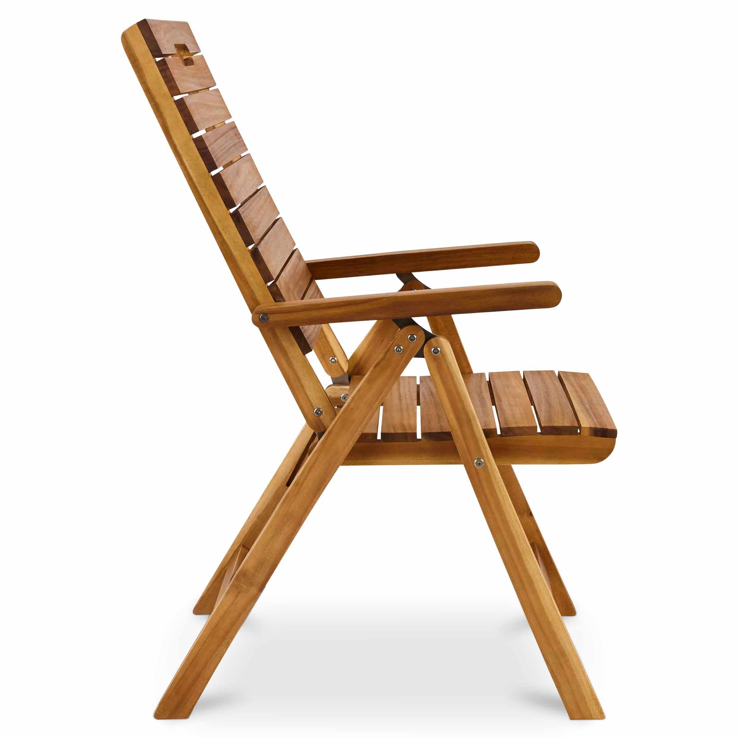 GoodHome Denia Brown Wooden Foldable Recliner Chair