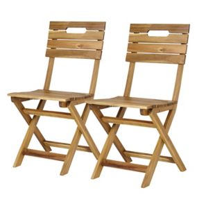 GoodHome Denia Wooden Foldable Chair, Pack of 2