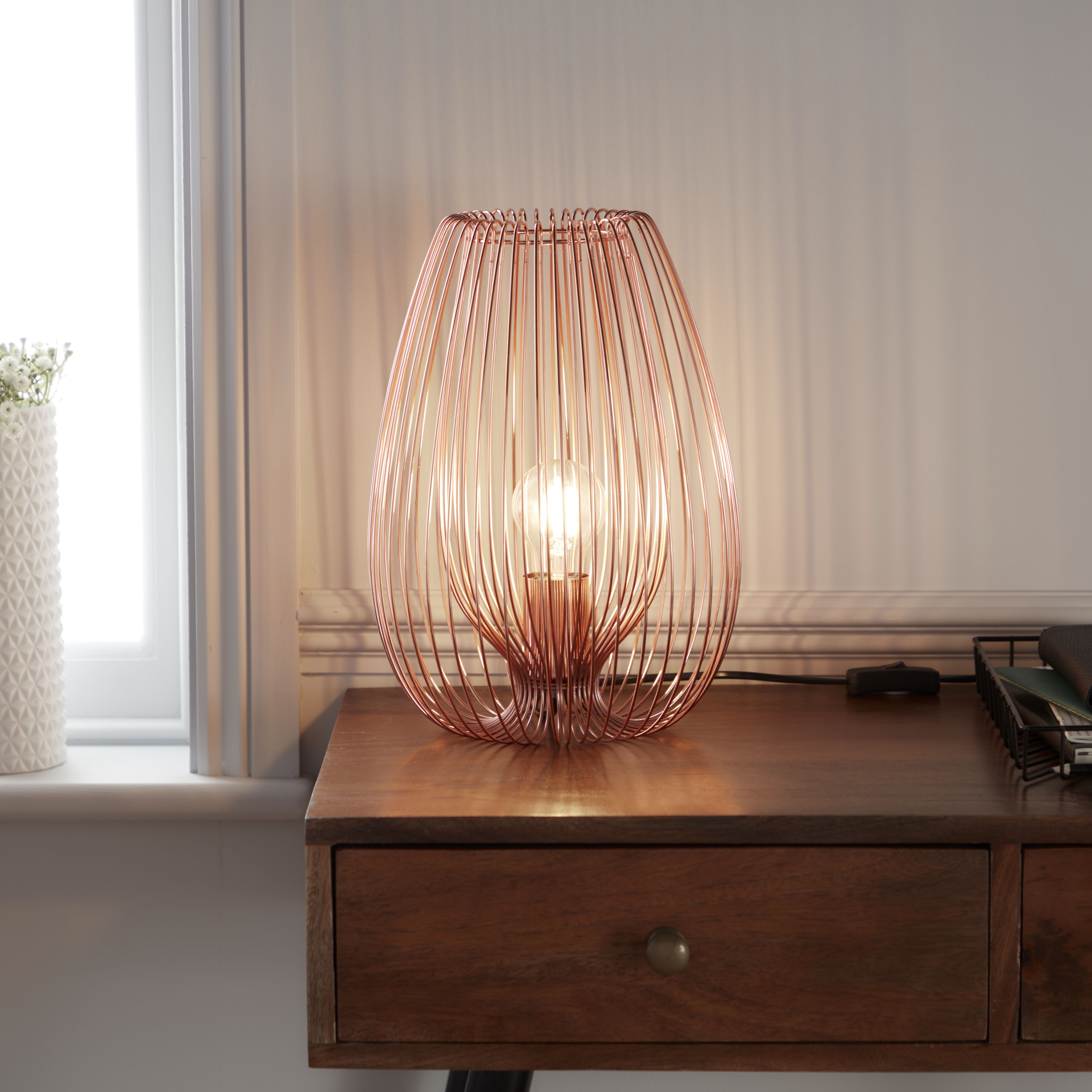 Copper wire sales table lamp