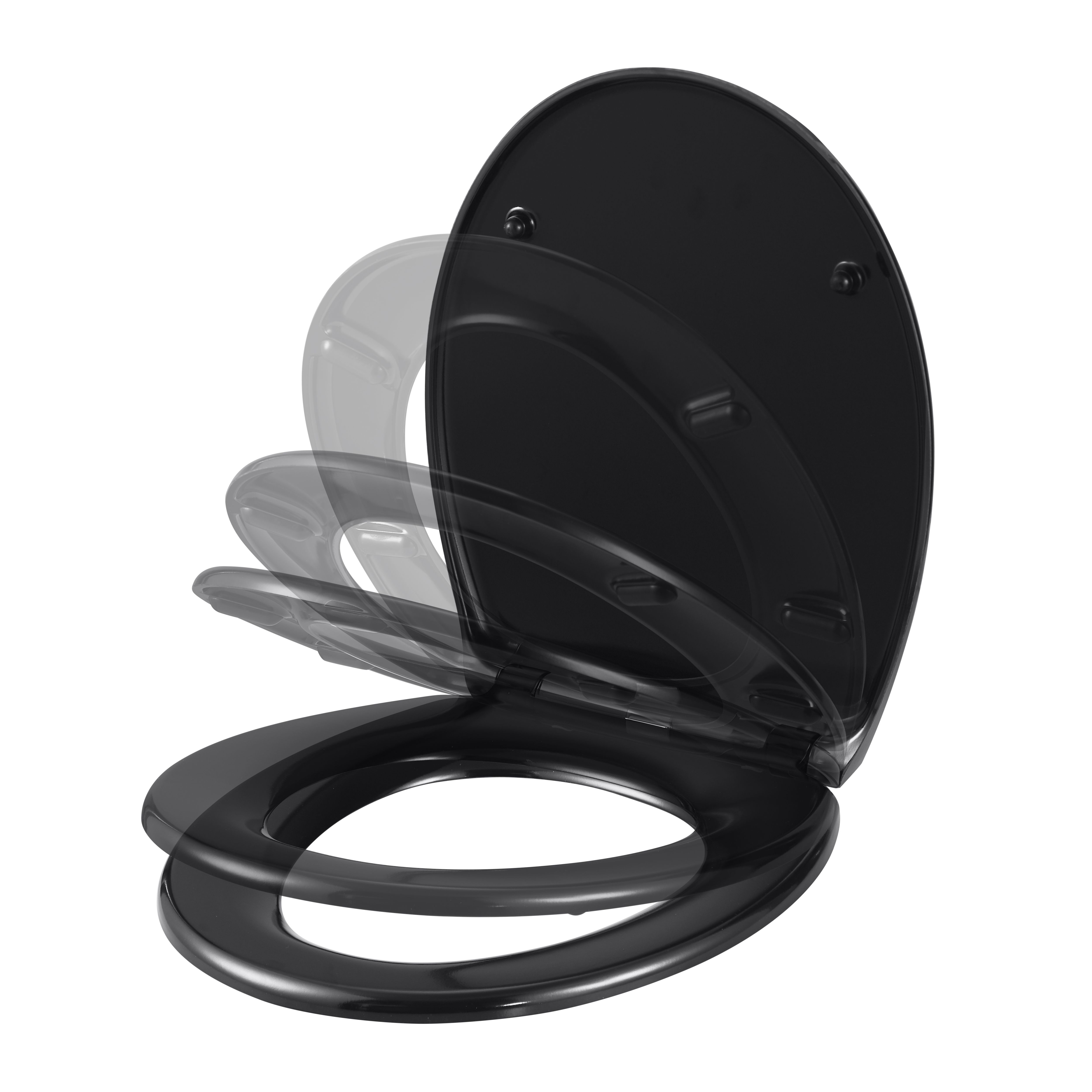 GoodHome Diani Black Standard Soft close Toilet seat