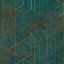 GoodHome Diap Teal Geometric Metallic effect Textured Wallpaper Sample
