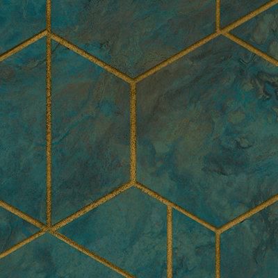 GoodHome Diap Teal Metallic effect Geometric Textured Wallpaper
