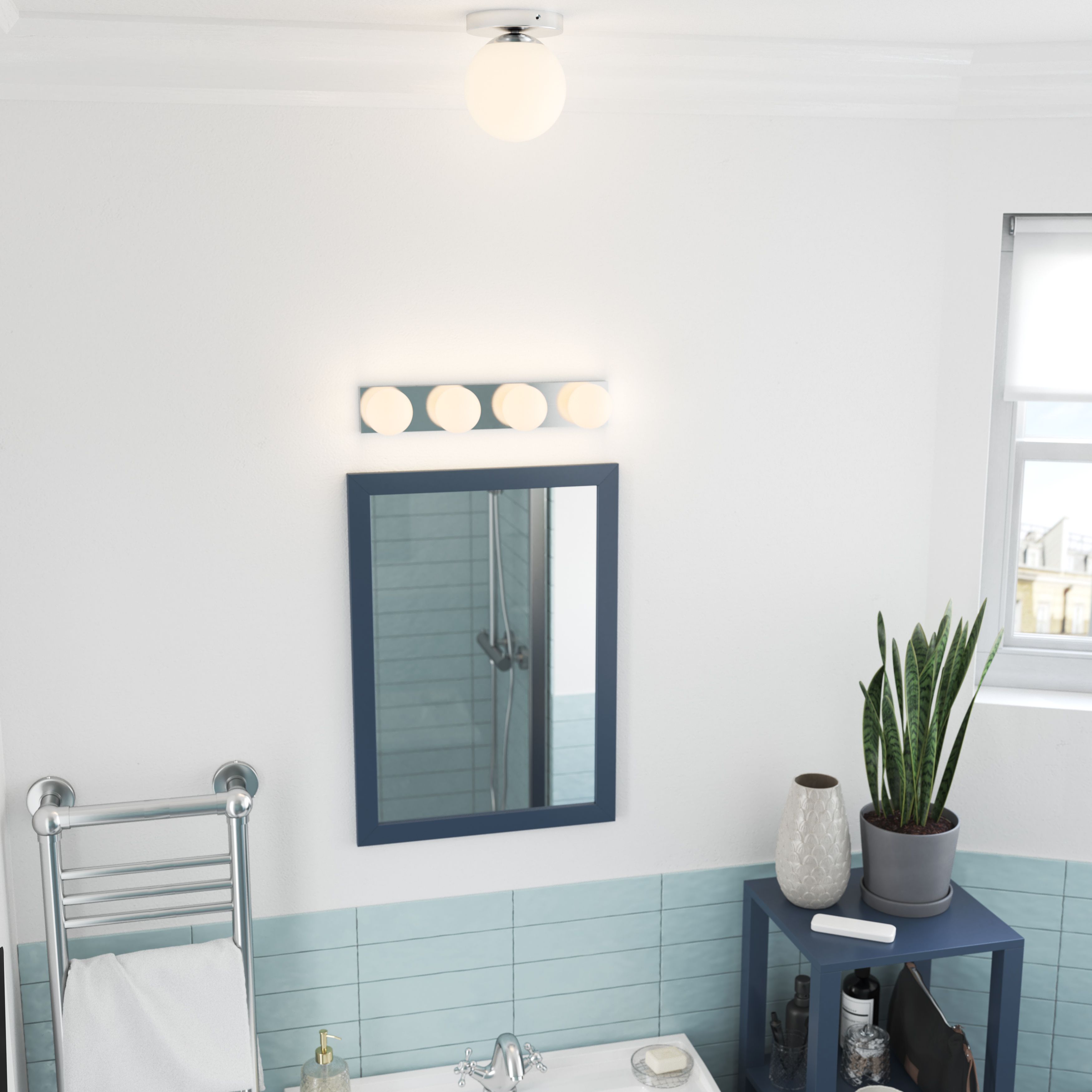 GoodHome Dorres White, silver Chrome effect Ceiling light