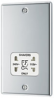 GoodHome Double Raised rounded Screwed Shaver socket Gloss Chrome effect