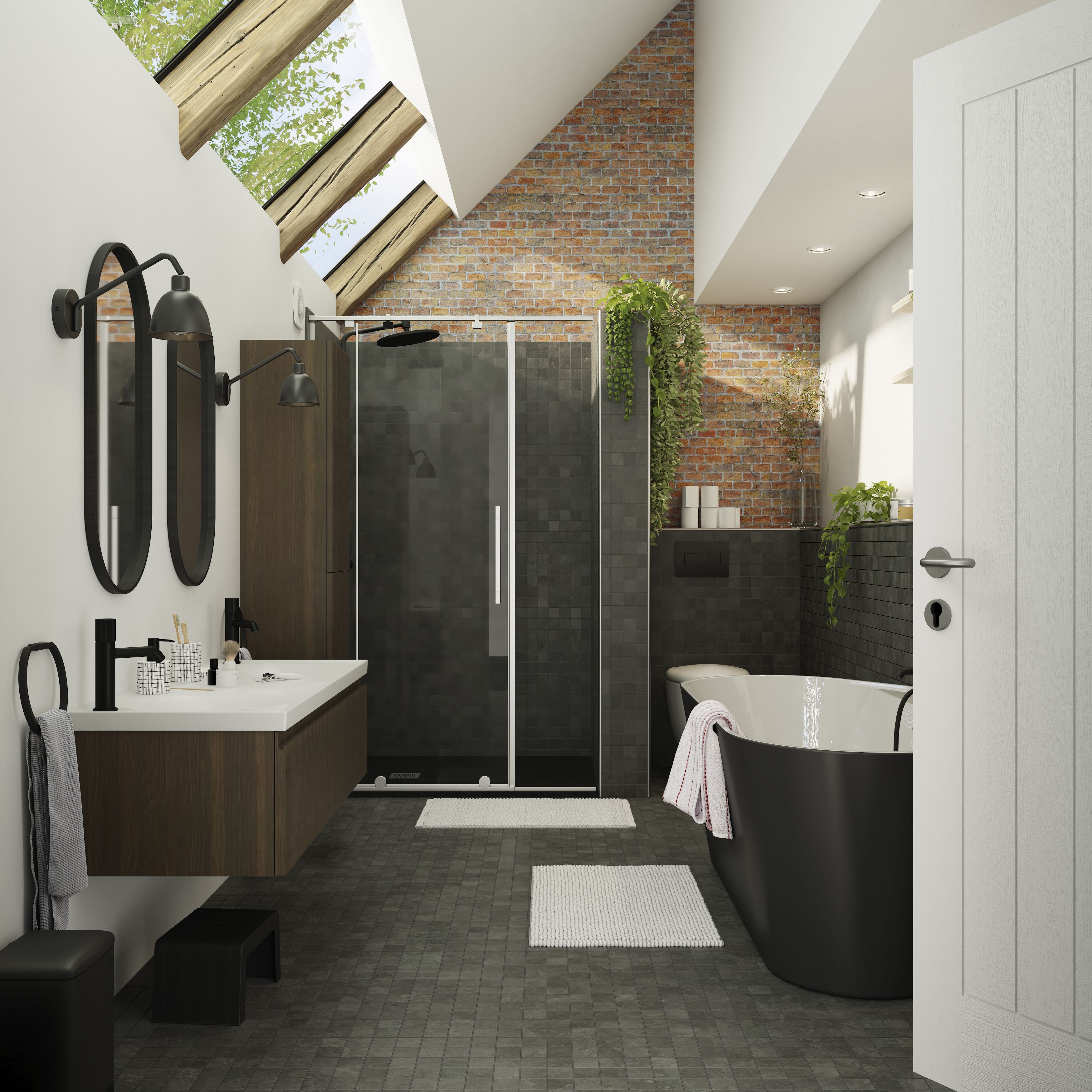 GoodHome Douro Matt Black Rectangular Reversible drainer Shower tray (L)1200mm (W)900mm (H) 30mm