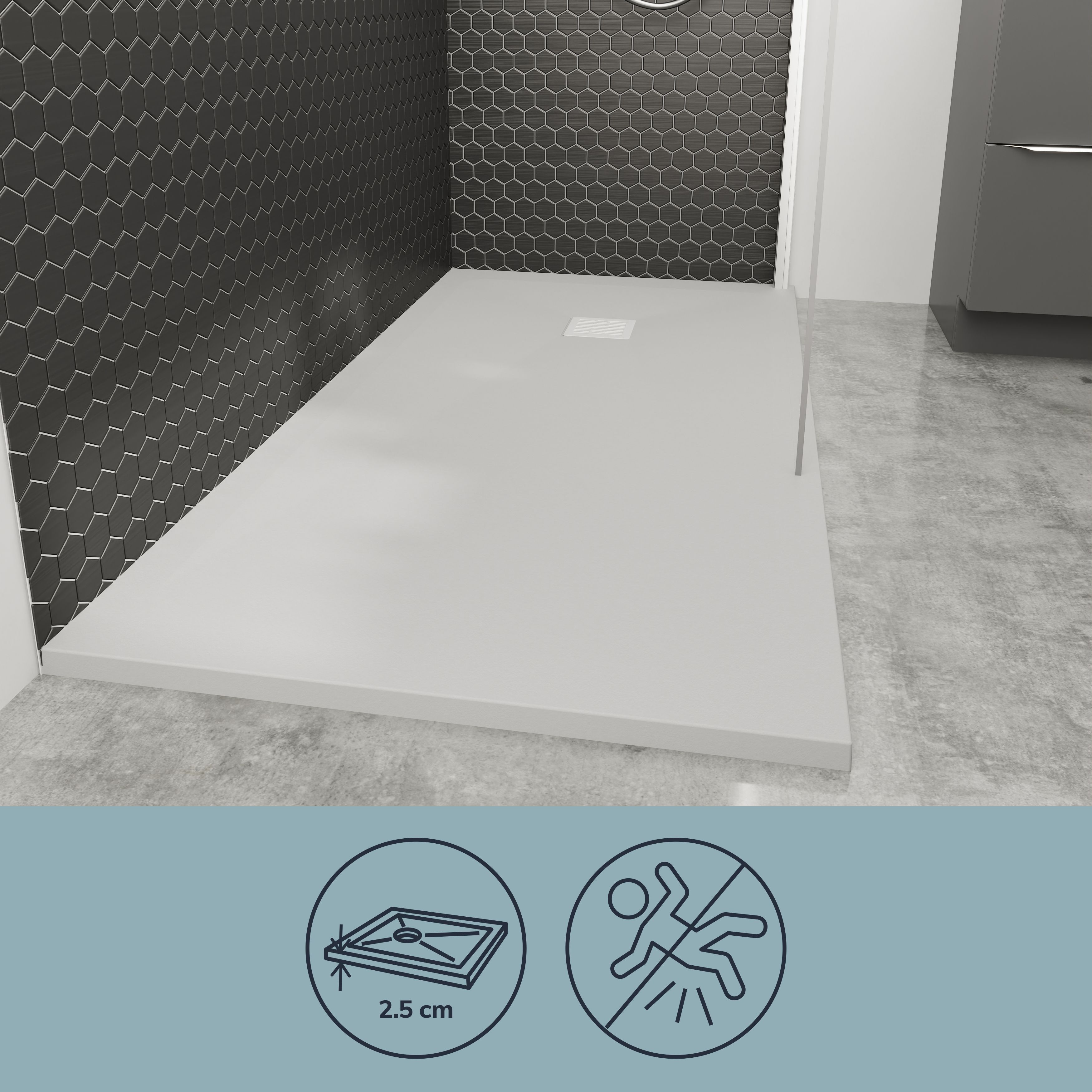 GoodHome Douro Matt White Rectangular Reversible drainer Shower tray (L)1200mm (W)900mm (H) 30mm