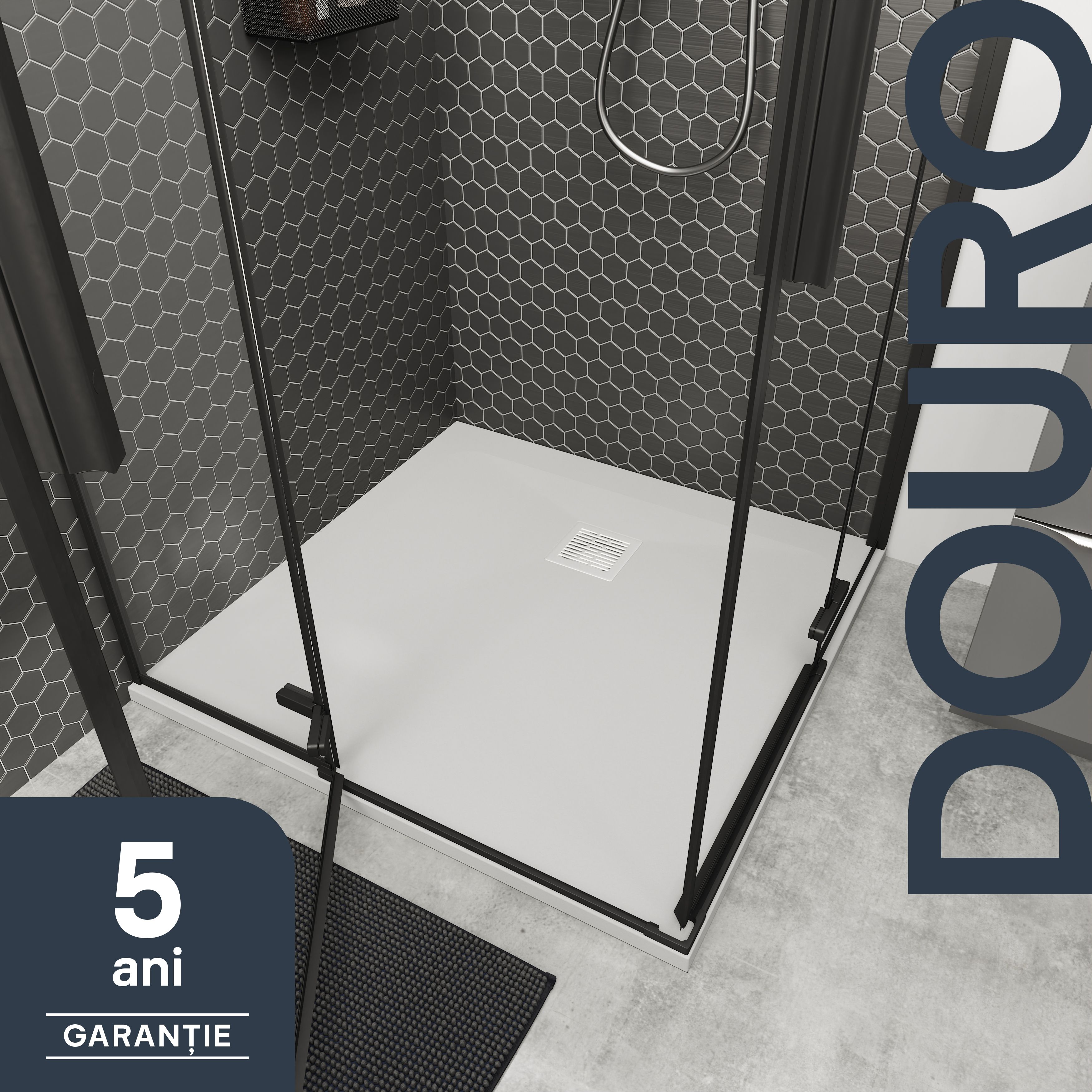 GoodHome Douro Matt White Square Reversible drainer Shower tray (L)900mm (W)900mm (H) 30mm