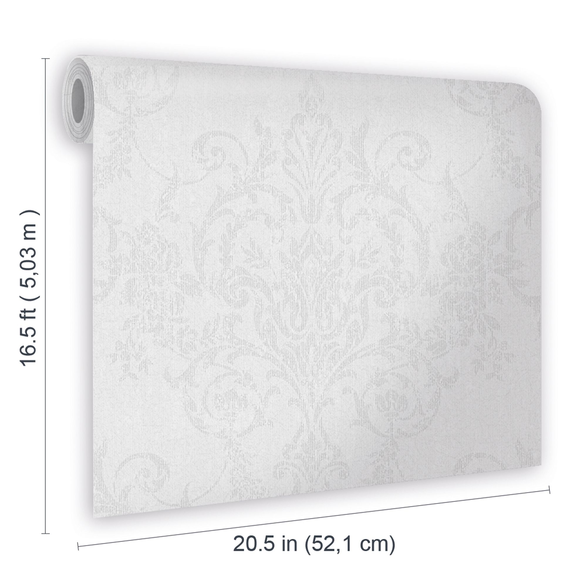 GoodHome Dovenby Grey Silver effect Damask Textured Wallpaper
