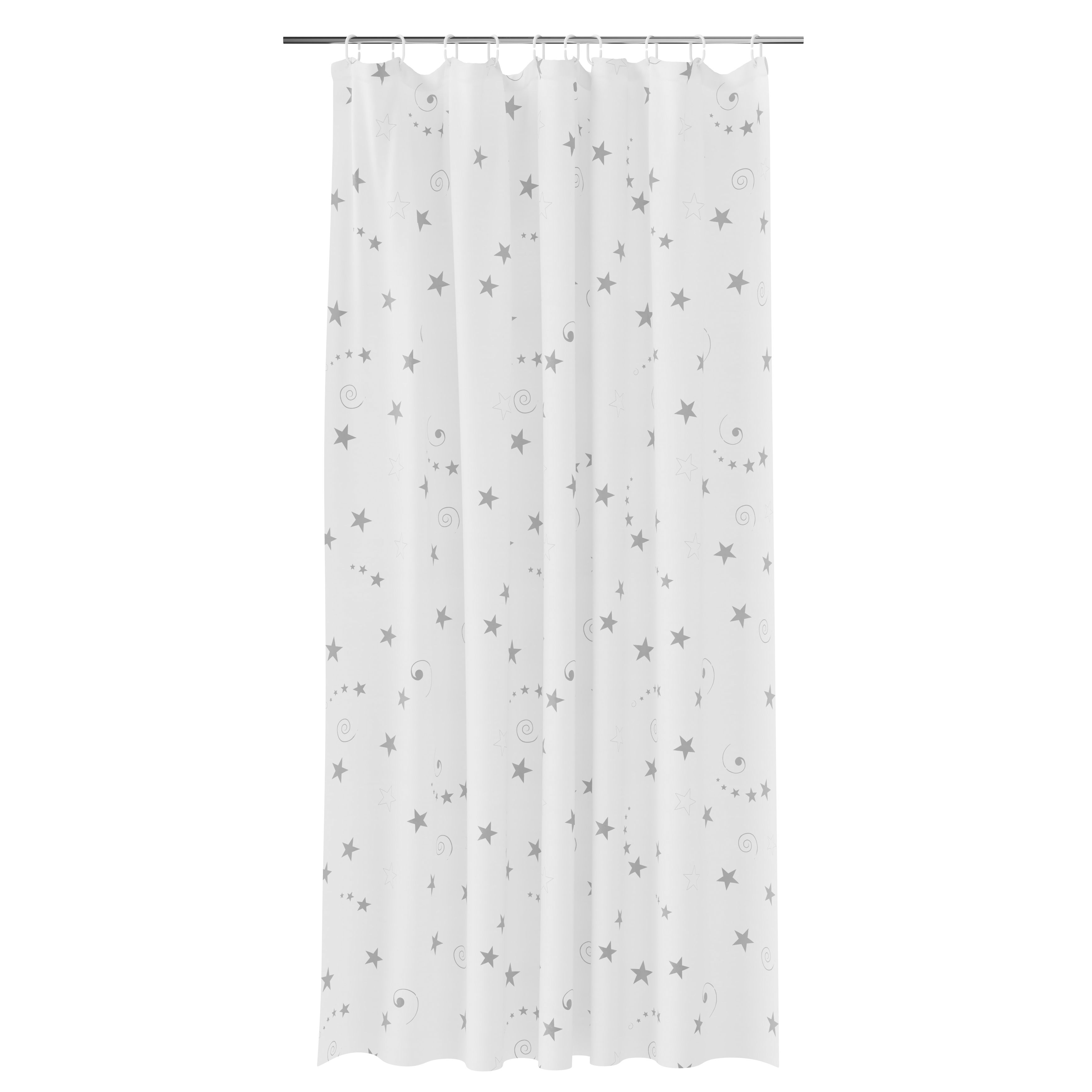 GoodHome Drawa White & silver Stars Shower curtain (W)180cm