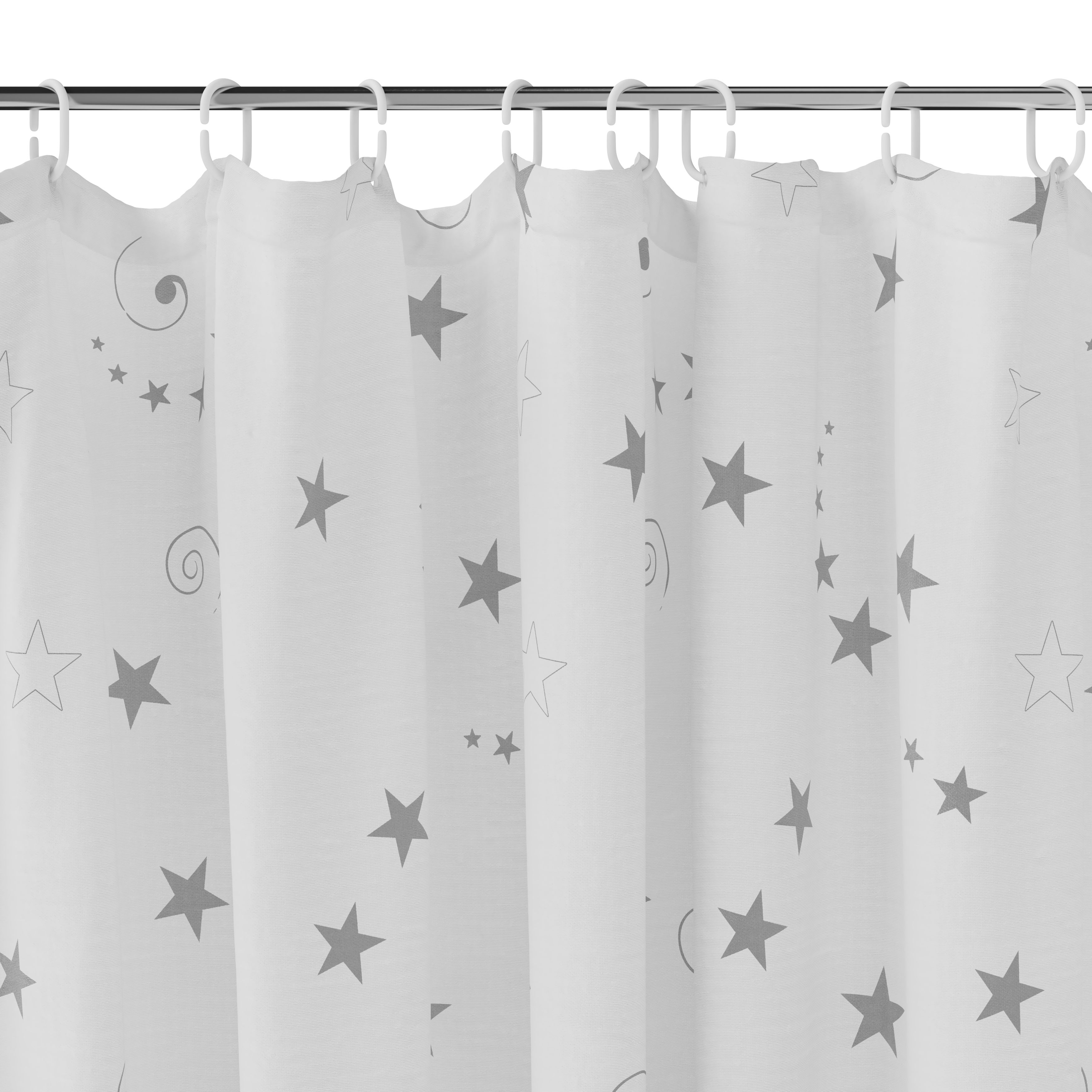 GoodHome Drawa White & silver Stars Shower curtain (W)180cm