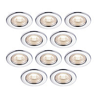 GoodHome Drexler Chrome effect Fixed LED Fire-rated Neutral white Downlight IP65, Pack of 10