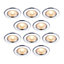 GoodHome Drexler Chrome effect Fixed LED Fire-rated Warm white Downlight IP65, Pack of 10