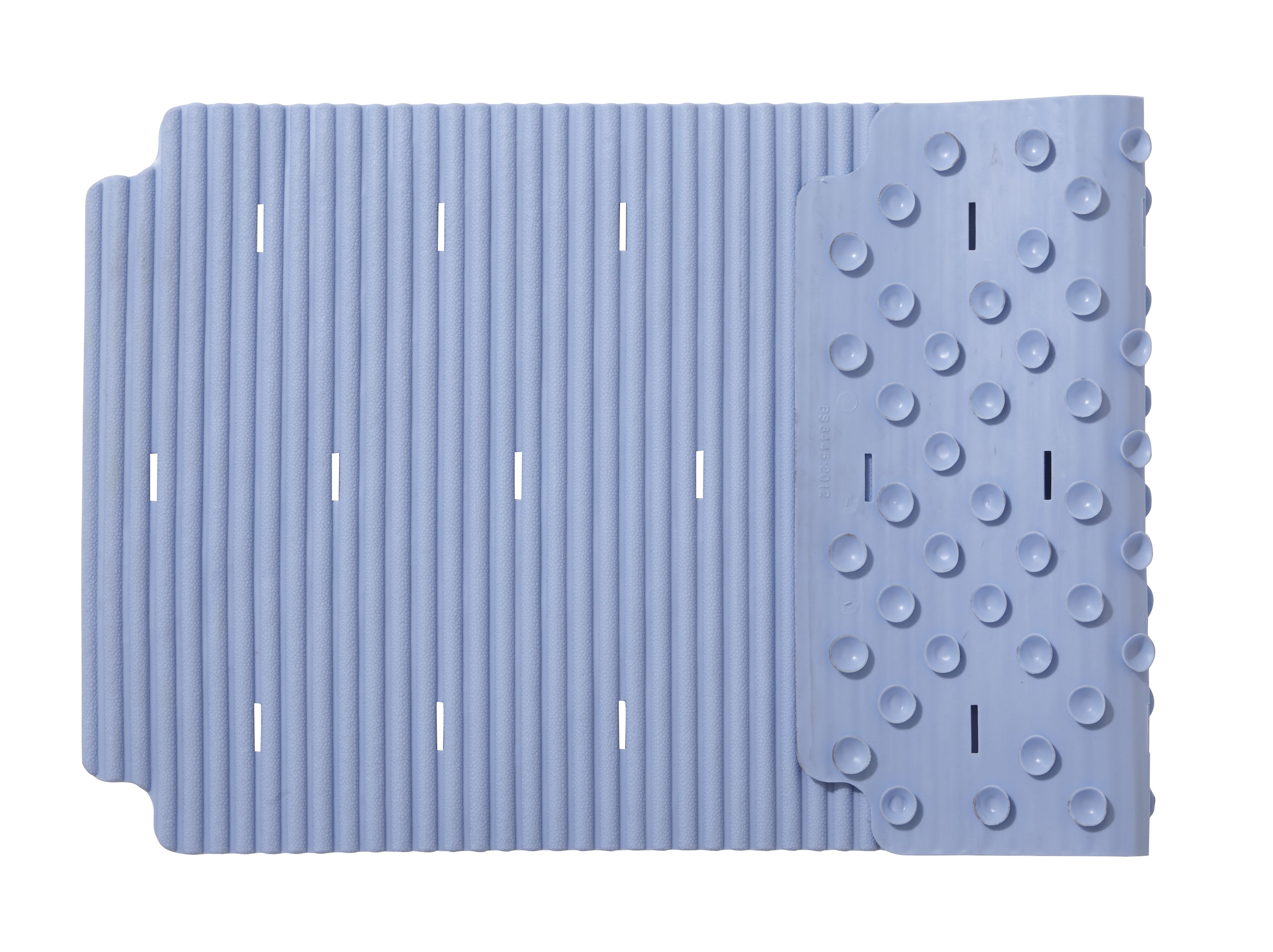 GoodHome Drina Blue Polyamide (PA), polyethylene (PE) & polypropylene (PP) Ridged Anti-slip Bath & shower mat (L)690mm (W)360mm