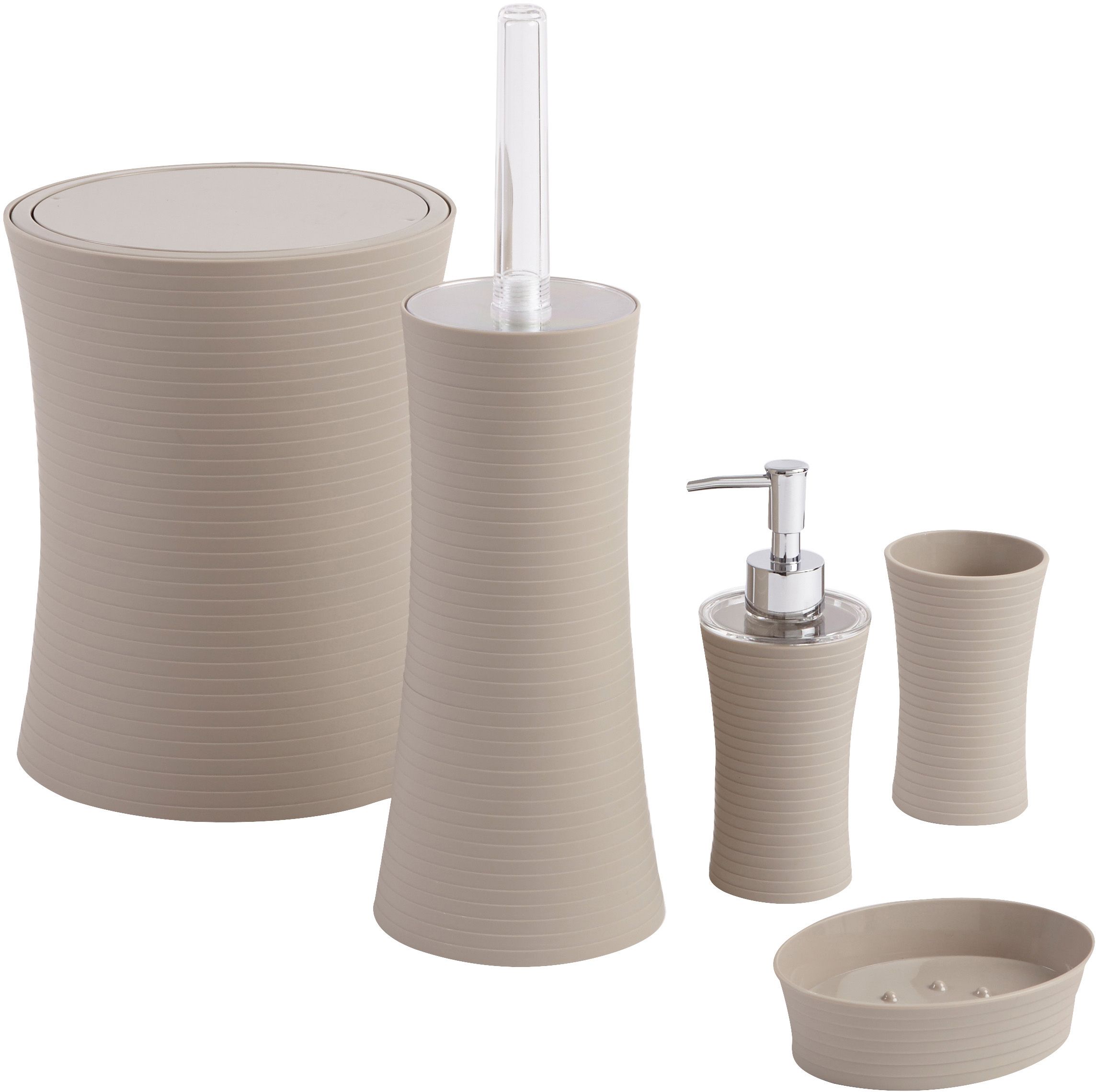 GoodHome Drina Taupe ABS plastic Rubber effect Toilet brush & holder