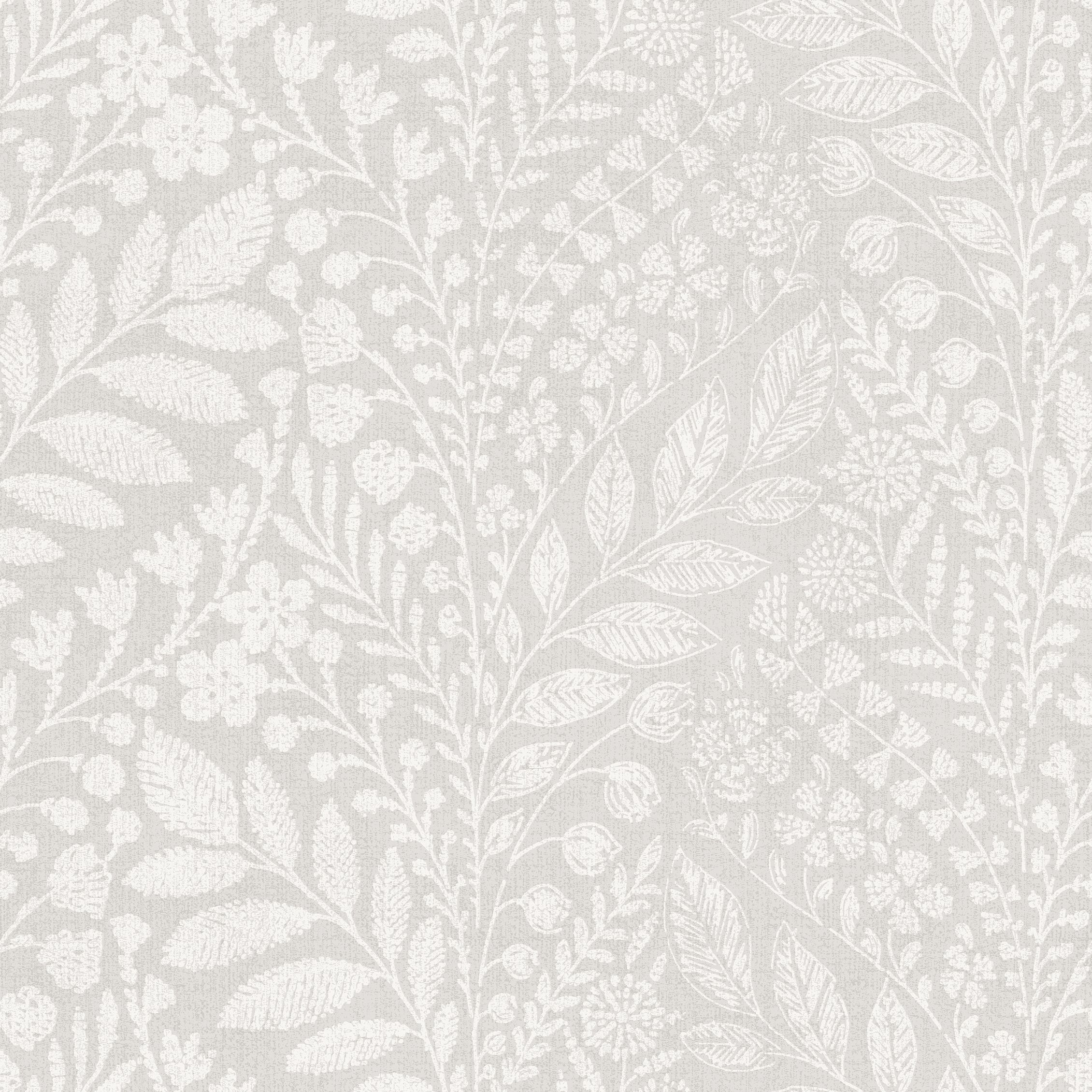 GoodHome Dryade Grey Leaves Textured Wallpaper