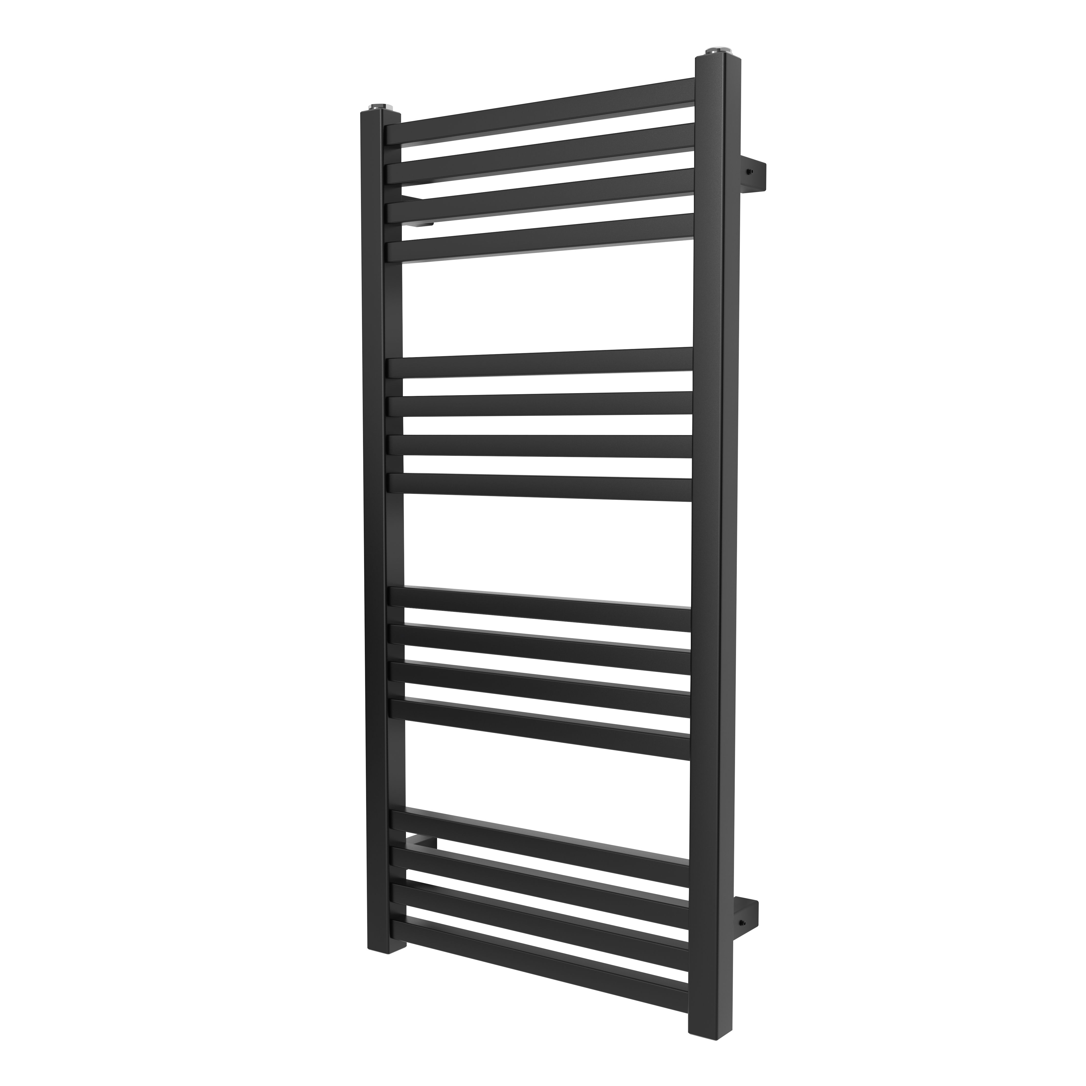 GoodHome Duala, Black Vertical Flat Towel radiator (W)400mm x (H)828mm
