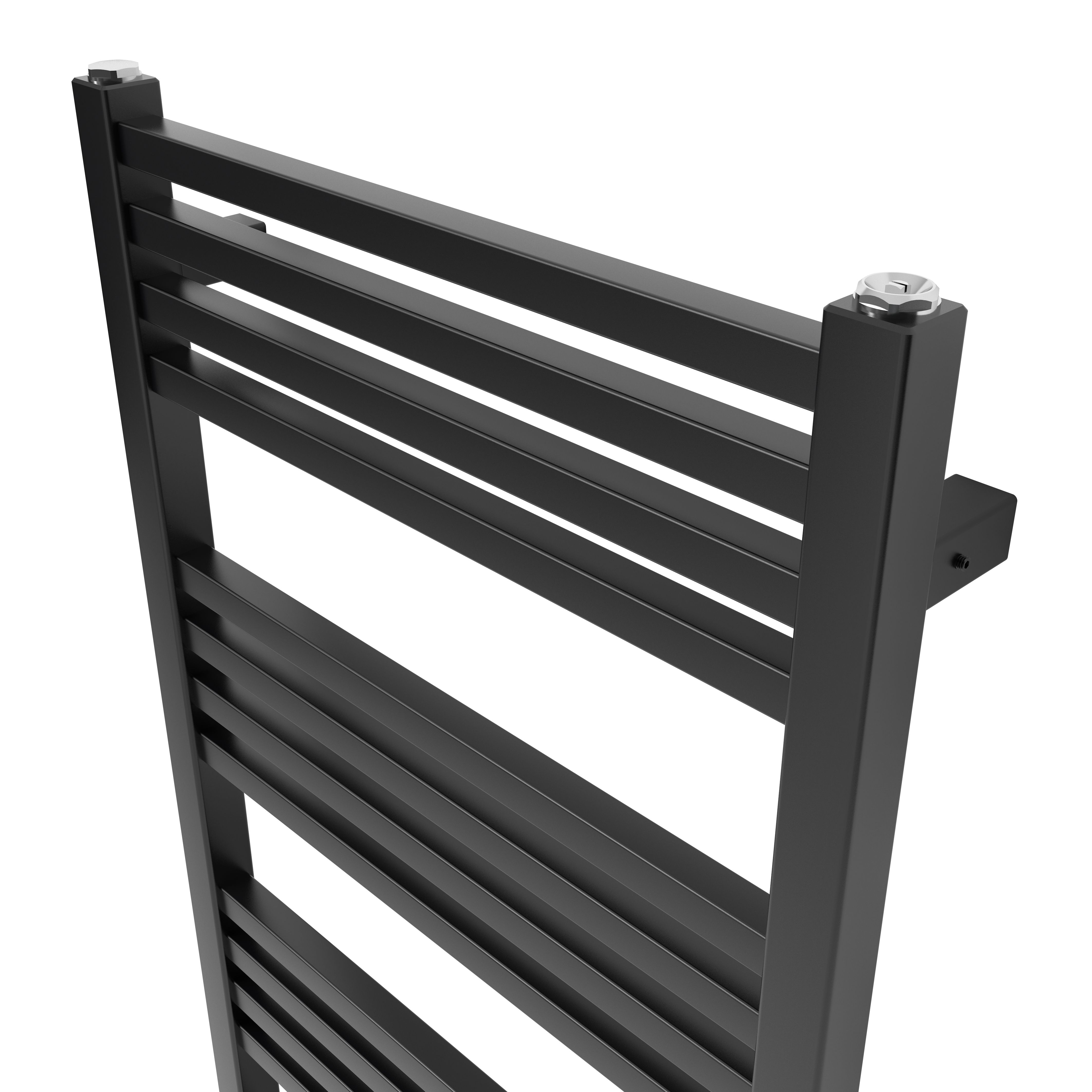 GoodHome Duala, Black Vertical Flat Towel radiator (W)400mm x (H)828mm