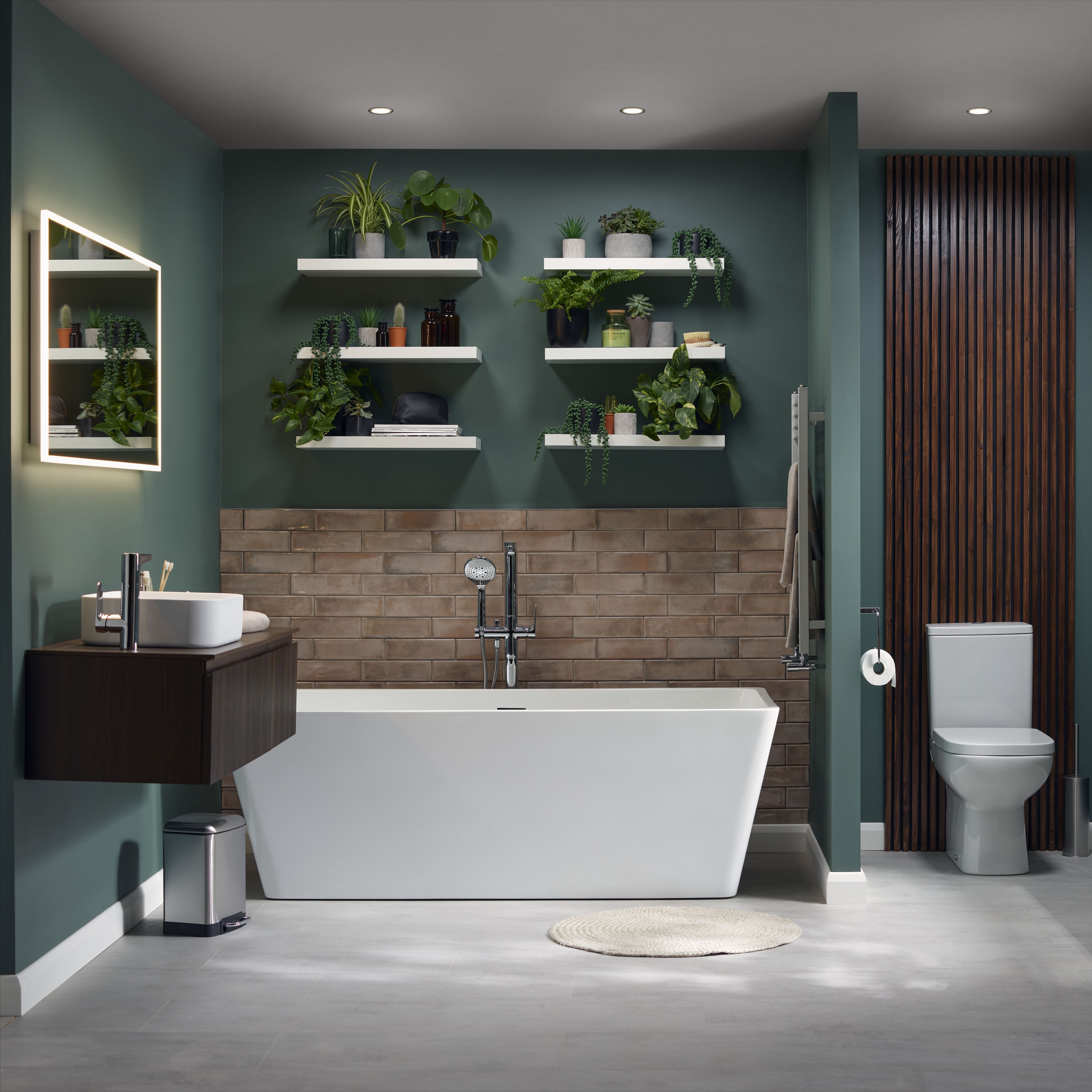 GoodHome Duala, Grey Vertical Flat Towel radiator (W)400mm x (H)828mm