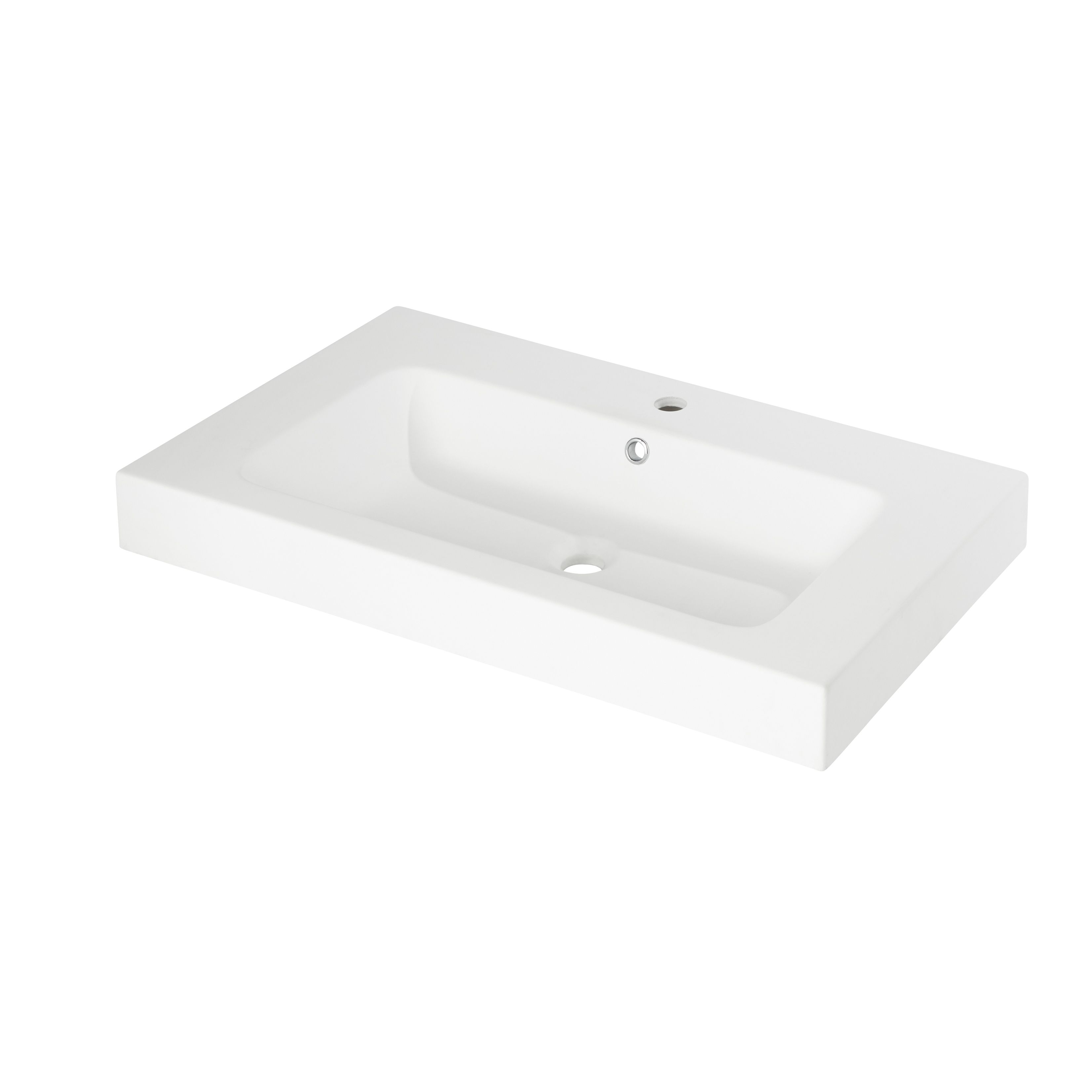 GoodHome Duala Matt White Rectangular Wall-mounted Basin (W)80cm