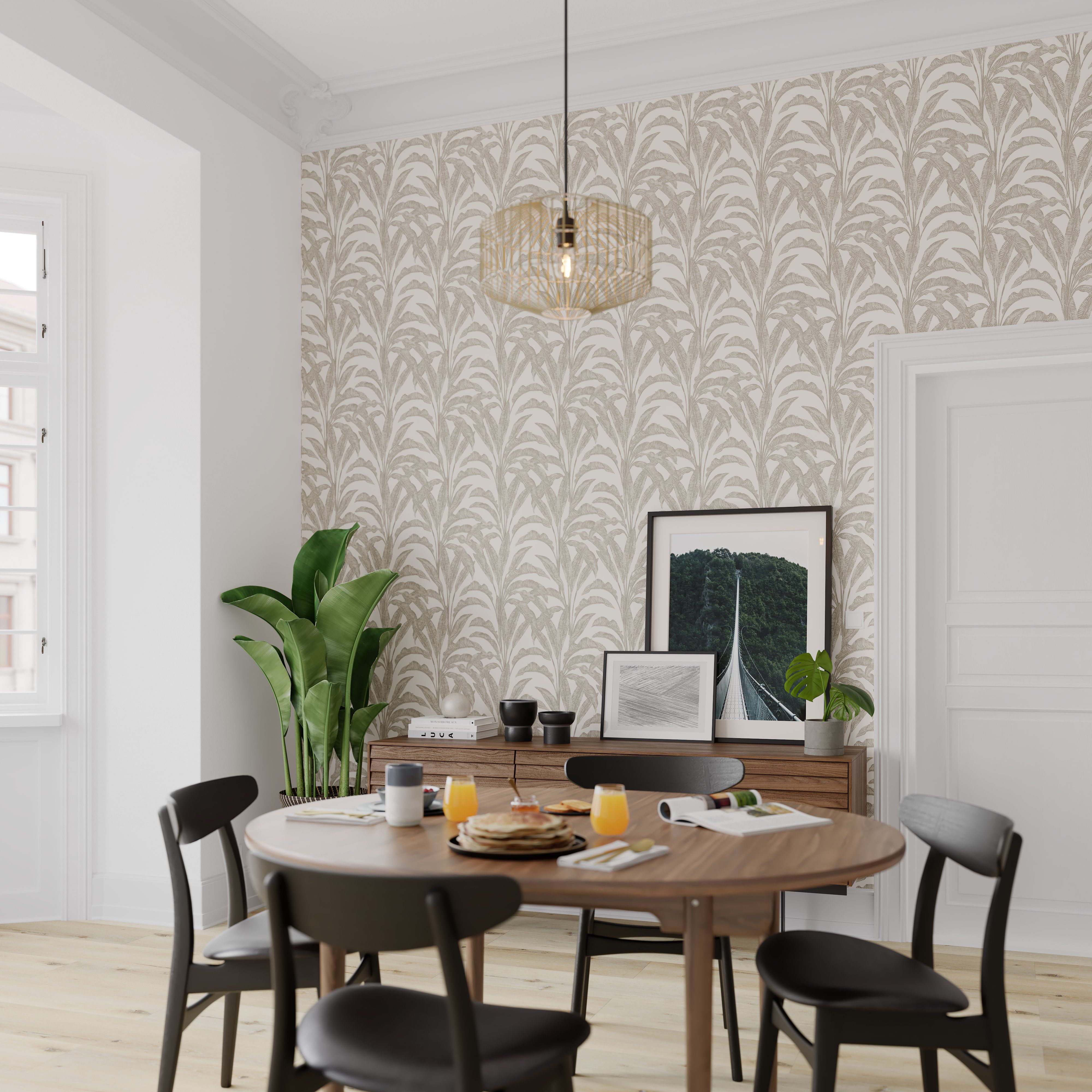 GoodHome Duffy Beige Palm Textured Wallpaper
