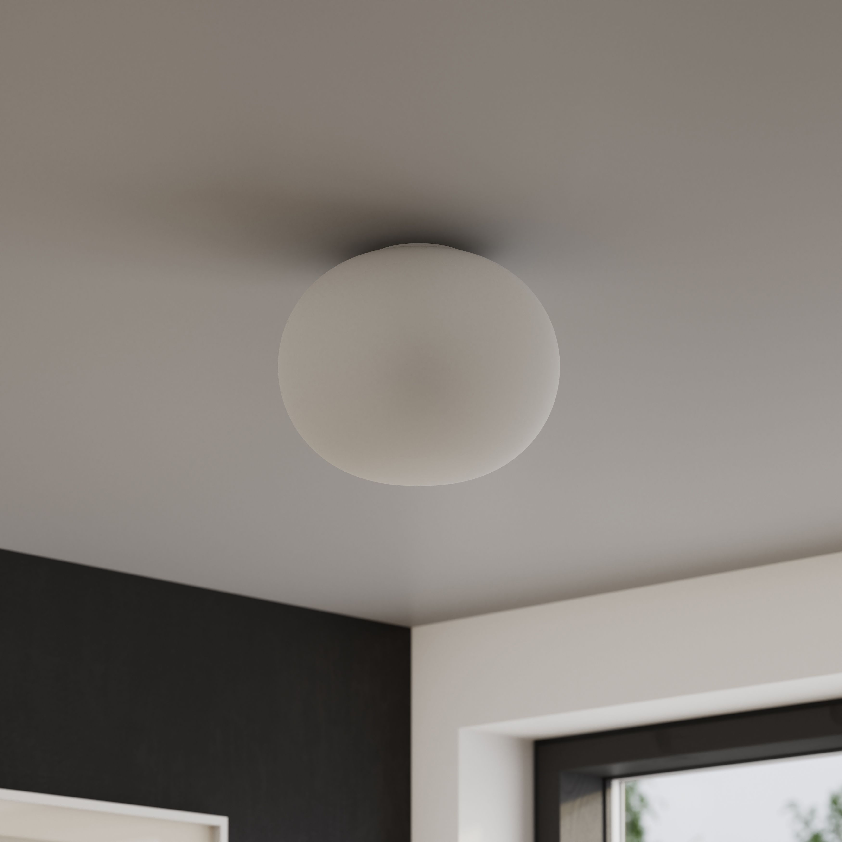 GoodHome Duffy Round Matt Metal & plastic White LED Ceiling light
