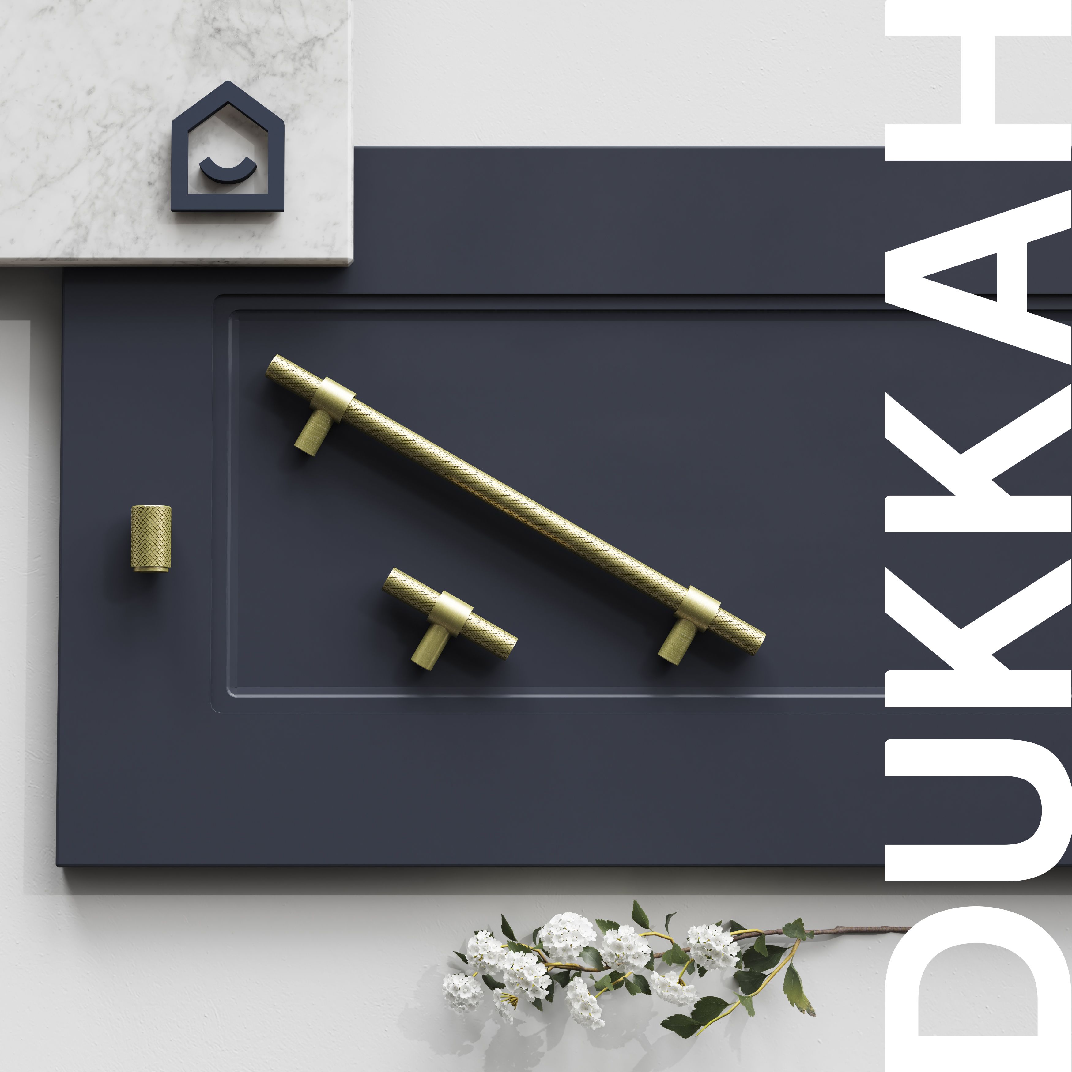 GoodHome Dukkah Brass effect Kitchen cabinets Handle (L)1.8cm