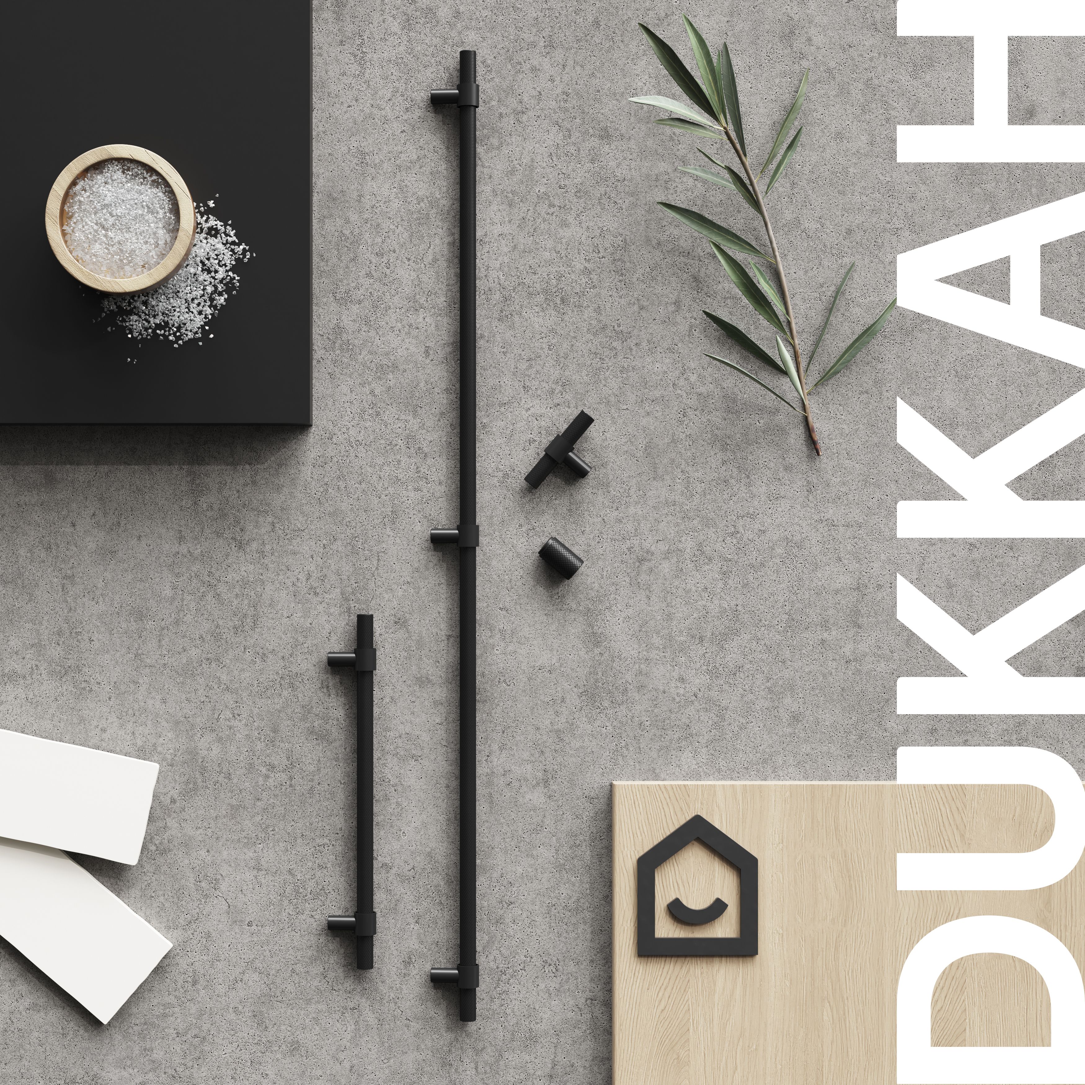 GoodHome Dukkah Matt Black Kitchen cabinets Handle (L)6.5cm