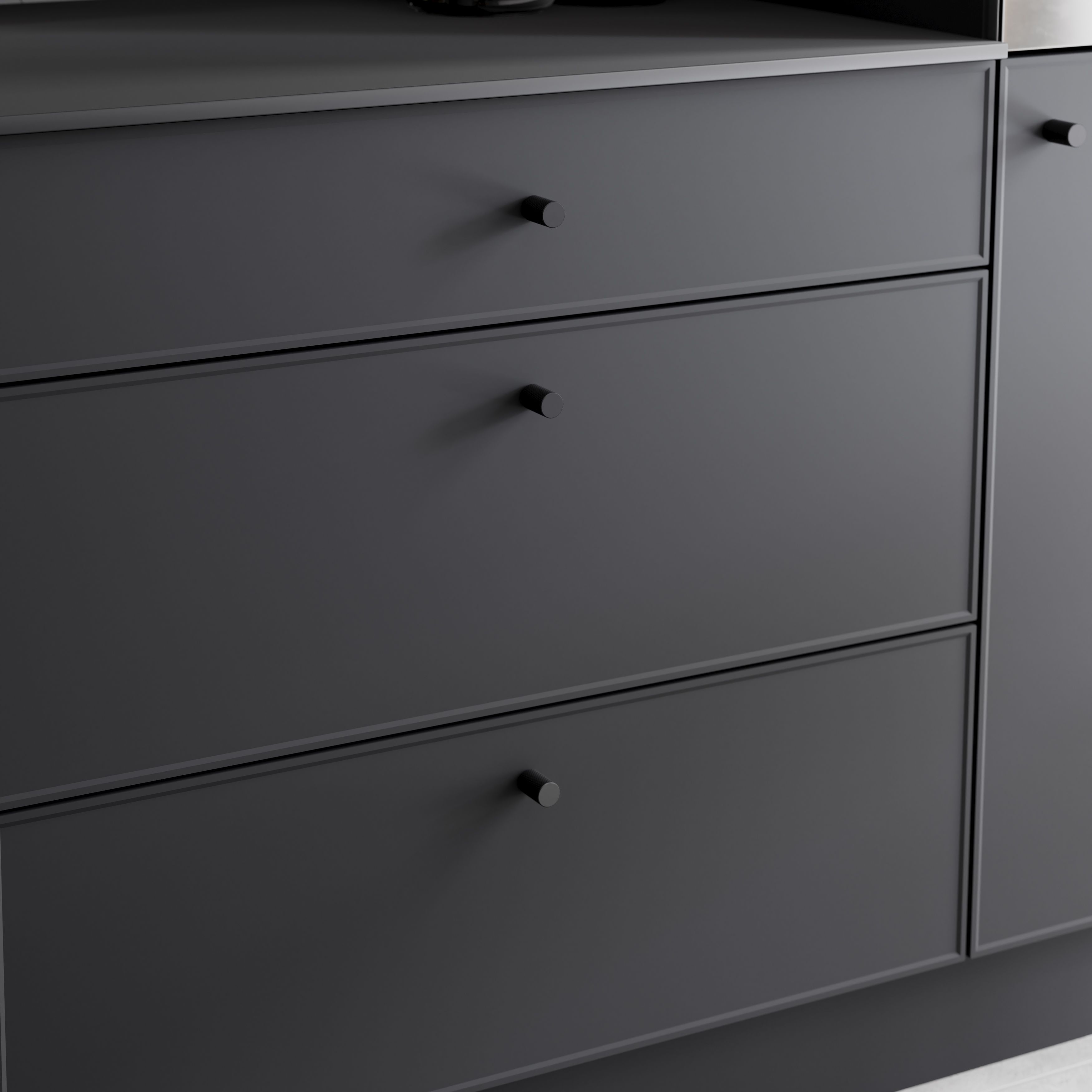 GoodHome Dukkah Matt Black Kitchen cabinets Pull Handle (L)18mm