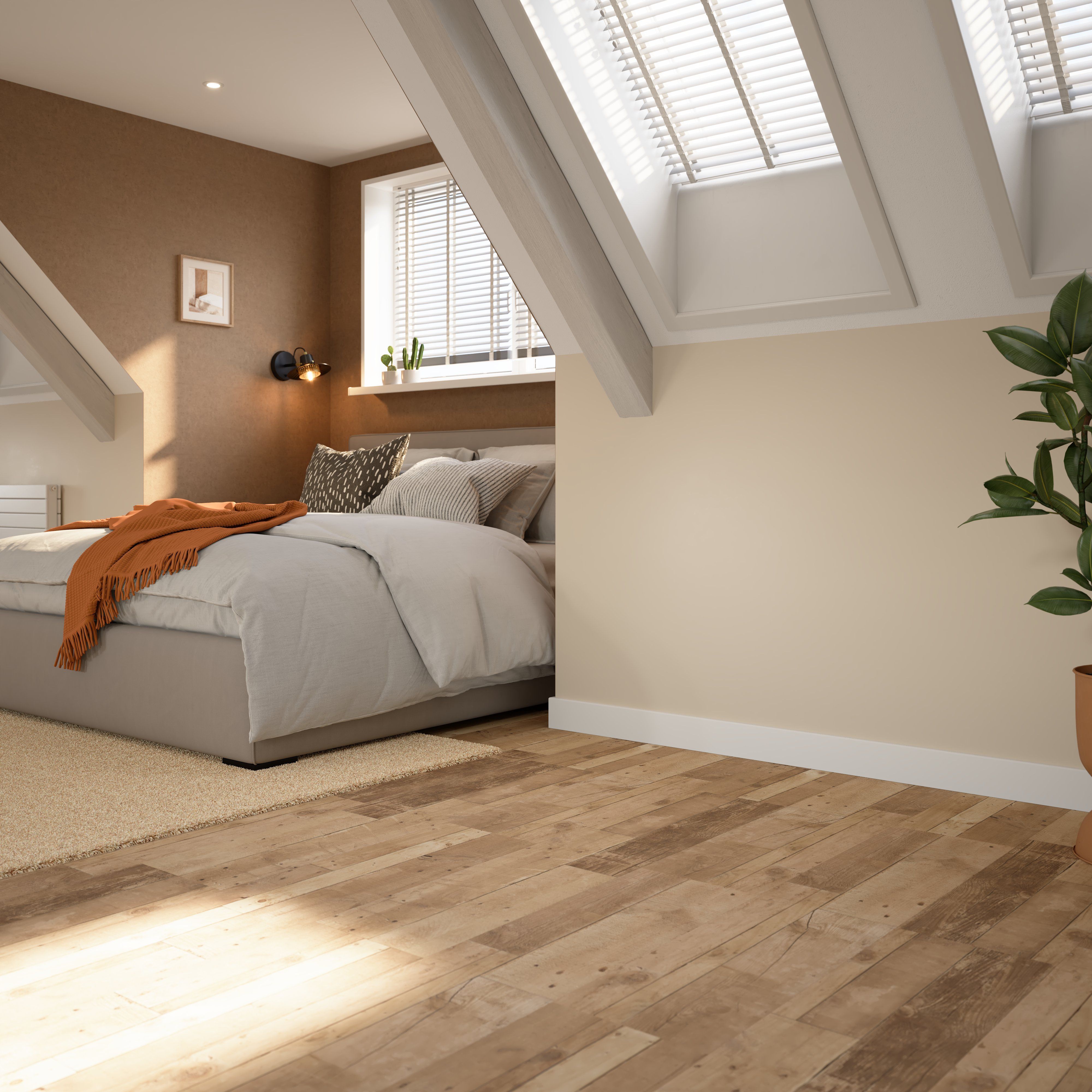 GoodHome Dunwich Blond & Light Brown Patchwork Mixed wood effect Structured Straight Laminate Flooring, 2.52m²