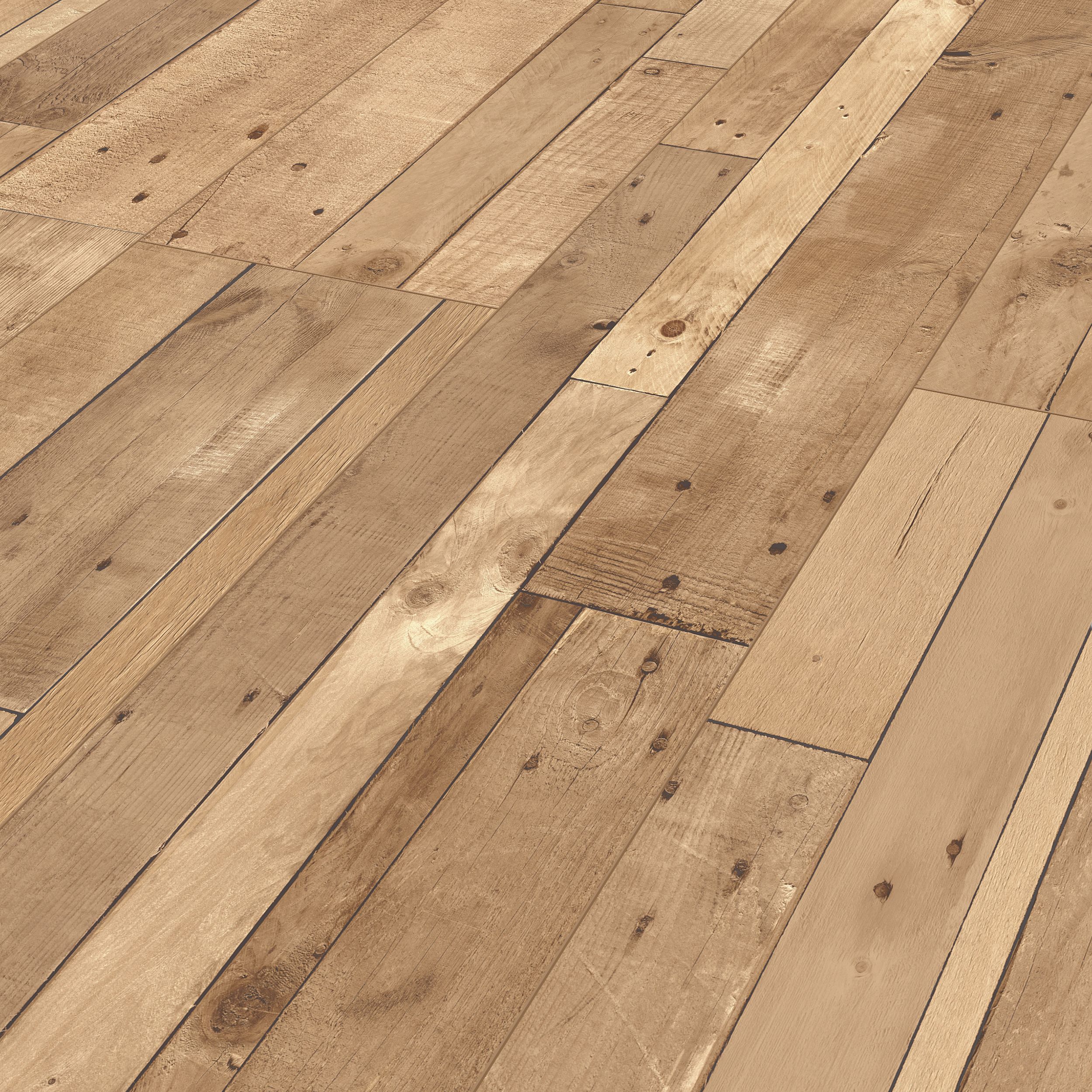 GoodHome Dunwich Blond & Light Brown Patchwork Mixed wood effect Structured Straight Laminate Flooring, 2.52m²
