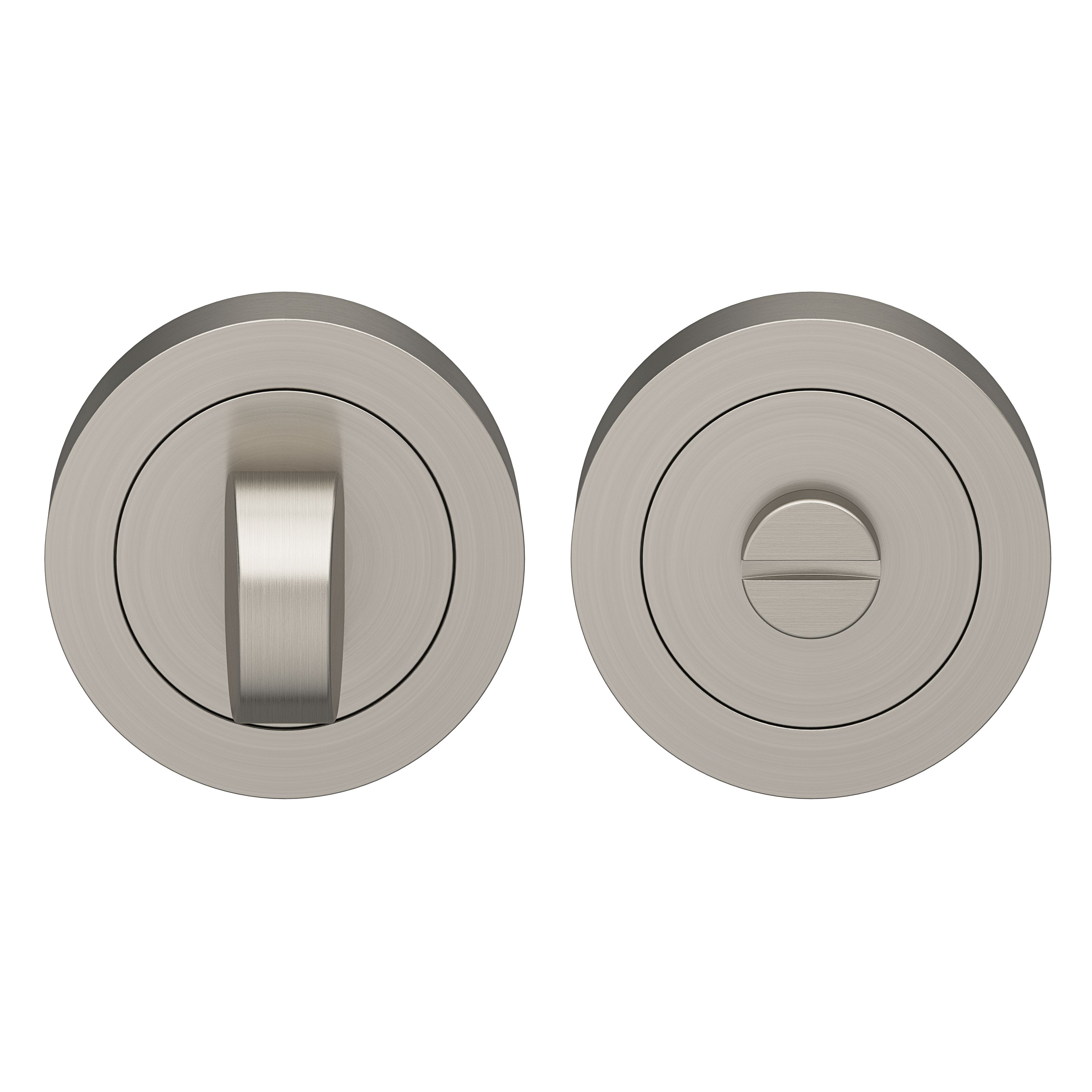 GoodHome Duod Brushed Electroplated Nickel effect Zinc alloy Round Thumbturn (Dia)50mm, Pair