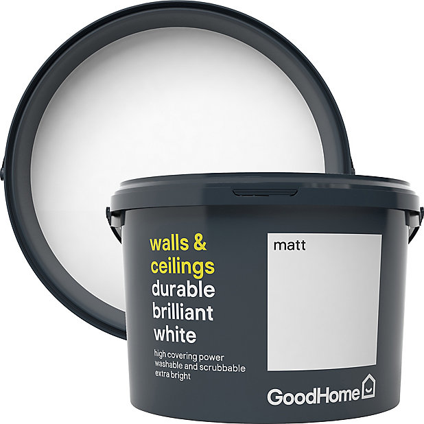 Goodhome Durable Brilliant White Matt, White Ceiling Paint B Q