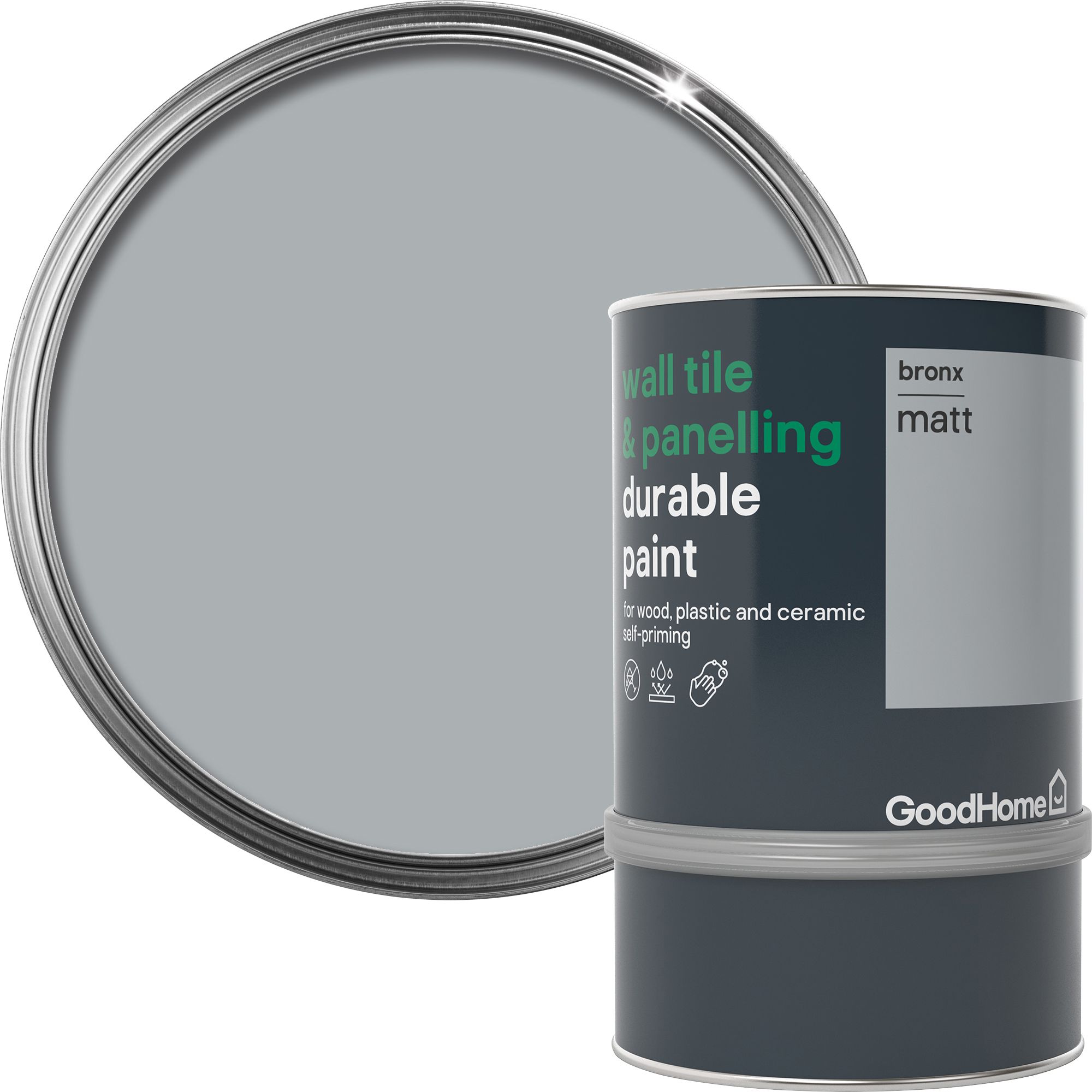GoodHome Durable Bronx Matt Wall tile & panelling paint, 750ml