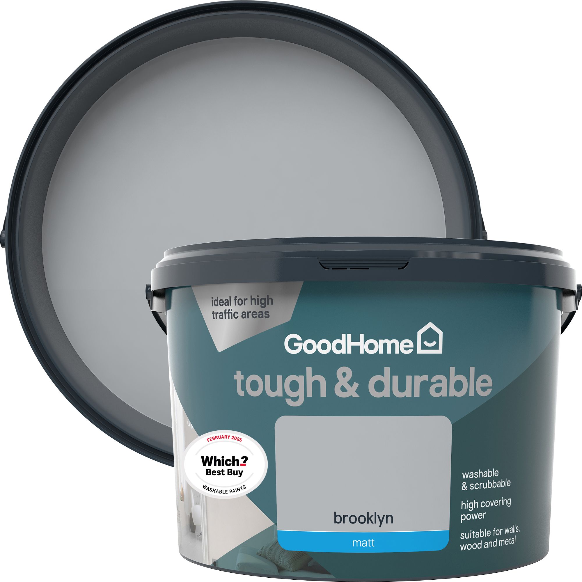 GoodHome Durable Brooklyn Matt Emulsion paint, 2.5L