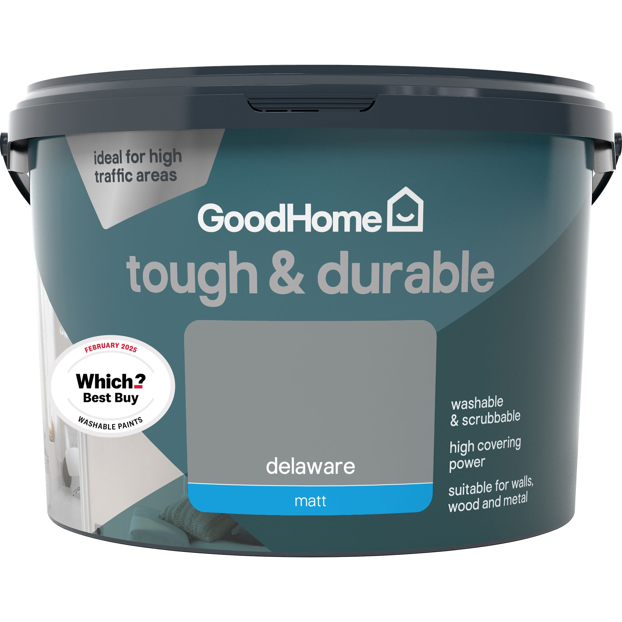 GoodHome Durable Delaware Matt Emulsion paint, 2.5L