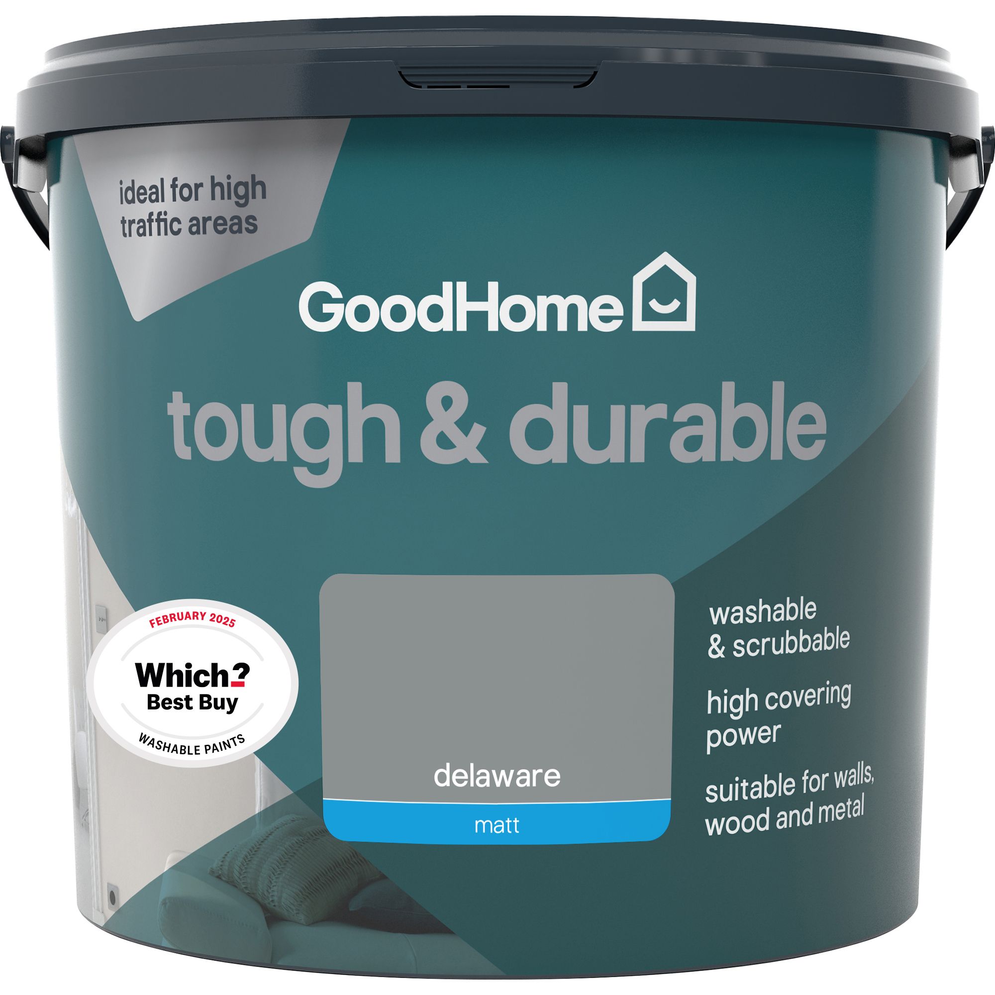 GoodHome Durable Delaware Matt Emulsion paint, 5L