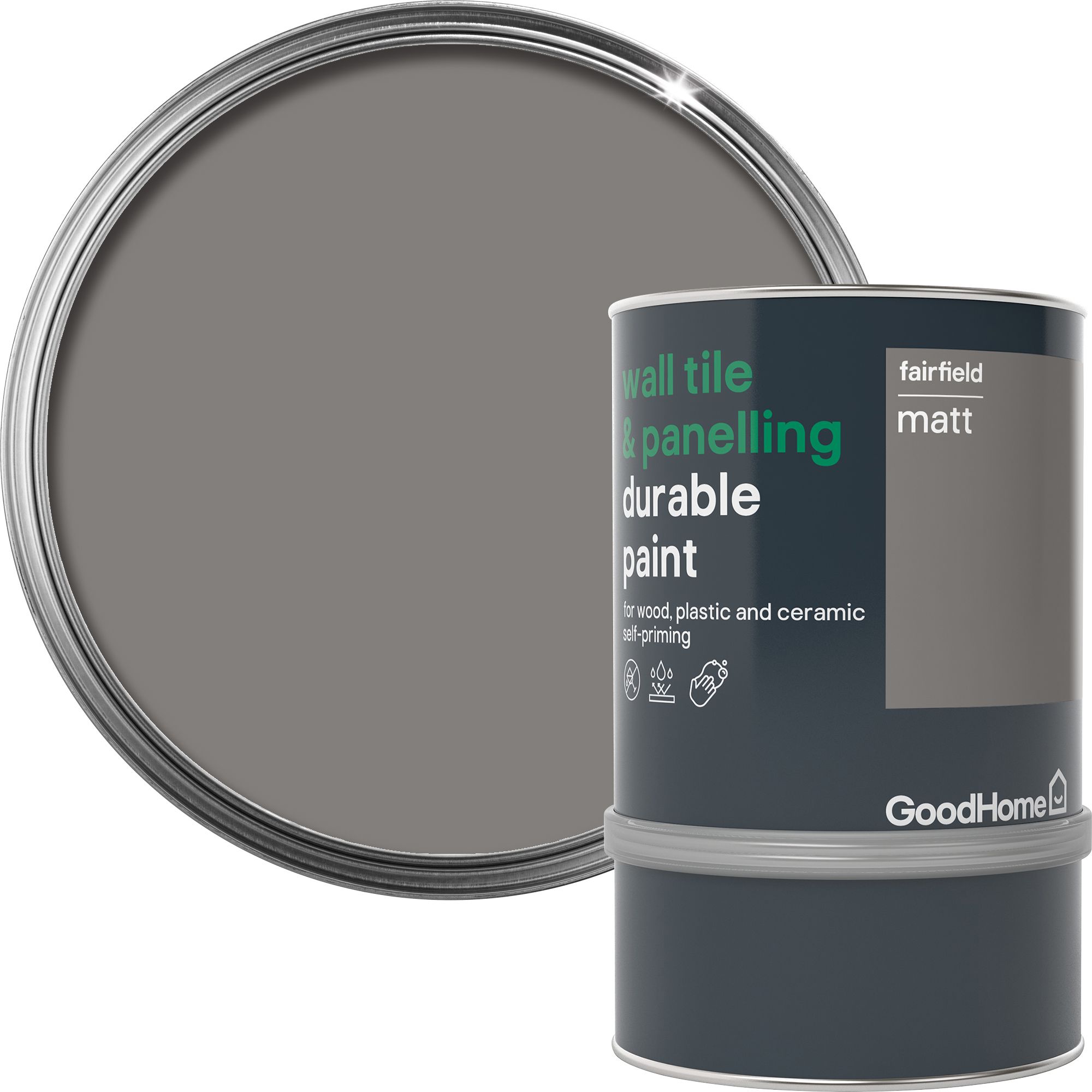 GoodHome Durable Fairfield Matt Wall tile & panelling paint, 750ml