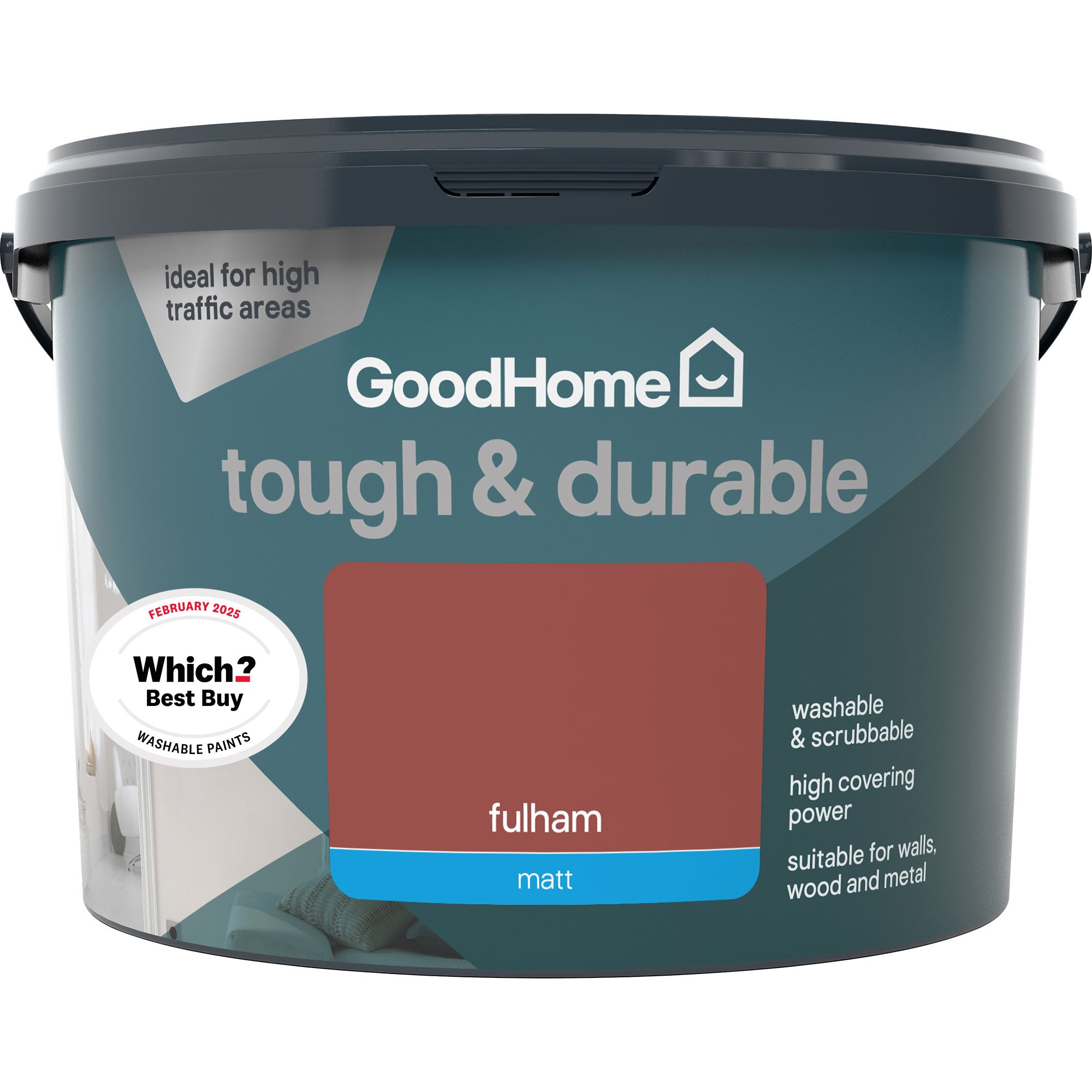 GoodHome Durable Fulham Matt Emulsion paint, 2.5L